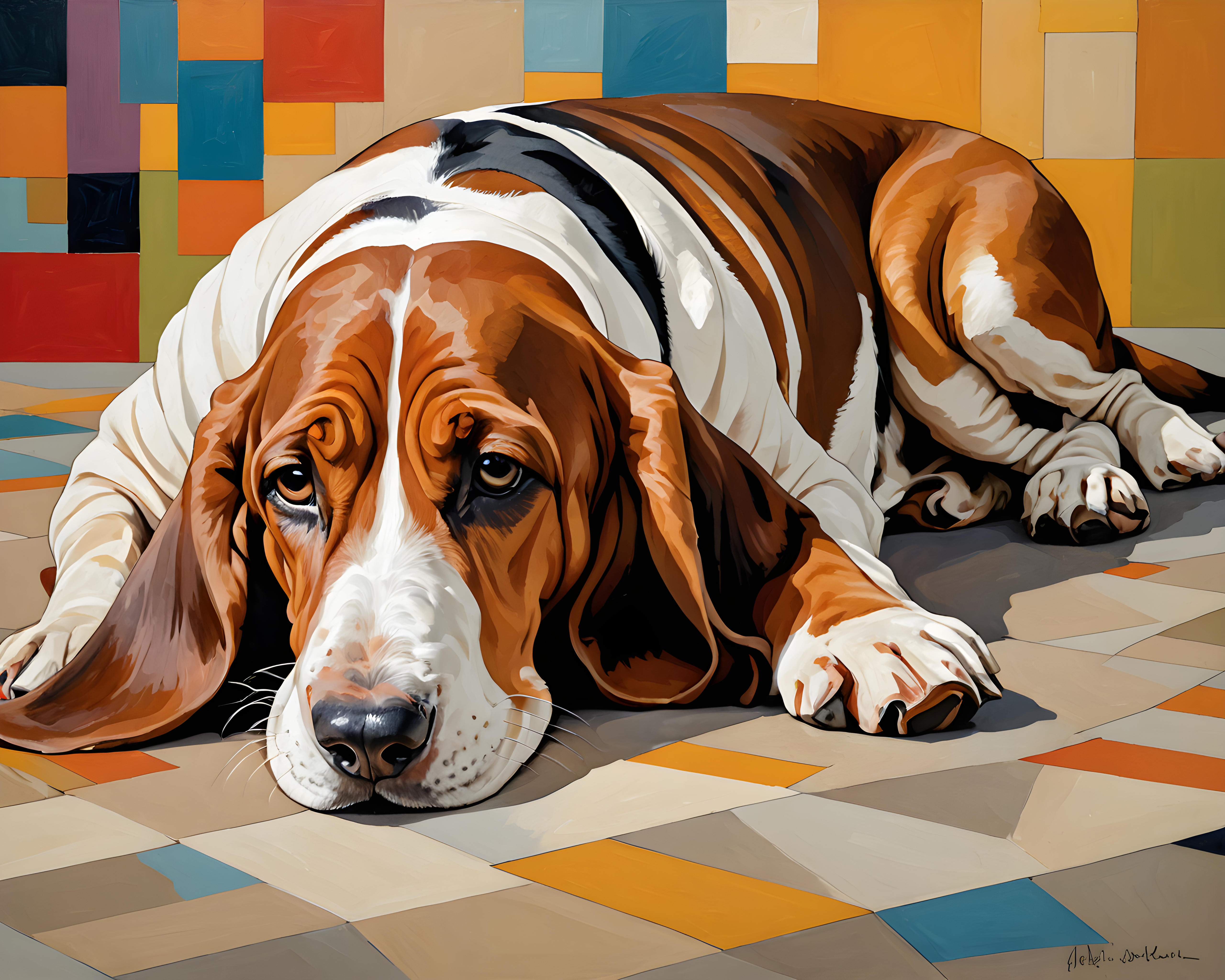 Basset Hound — Abstract (Sleepy)