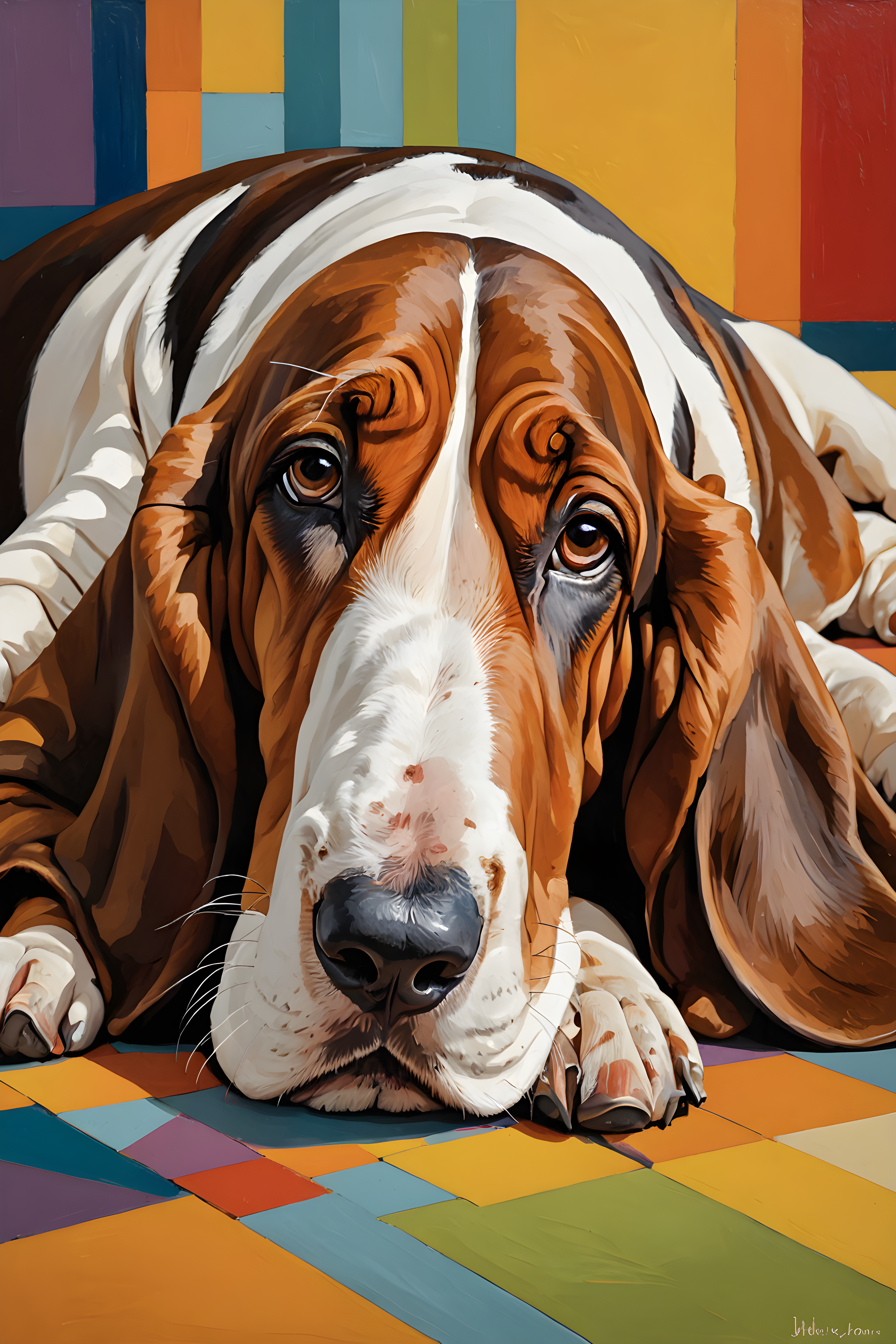 Basset Hound — Abstract (Sleepy)