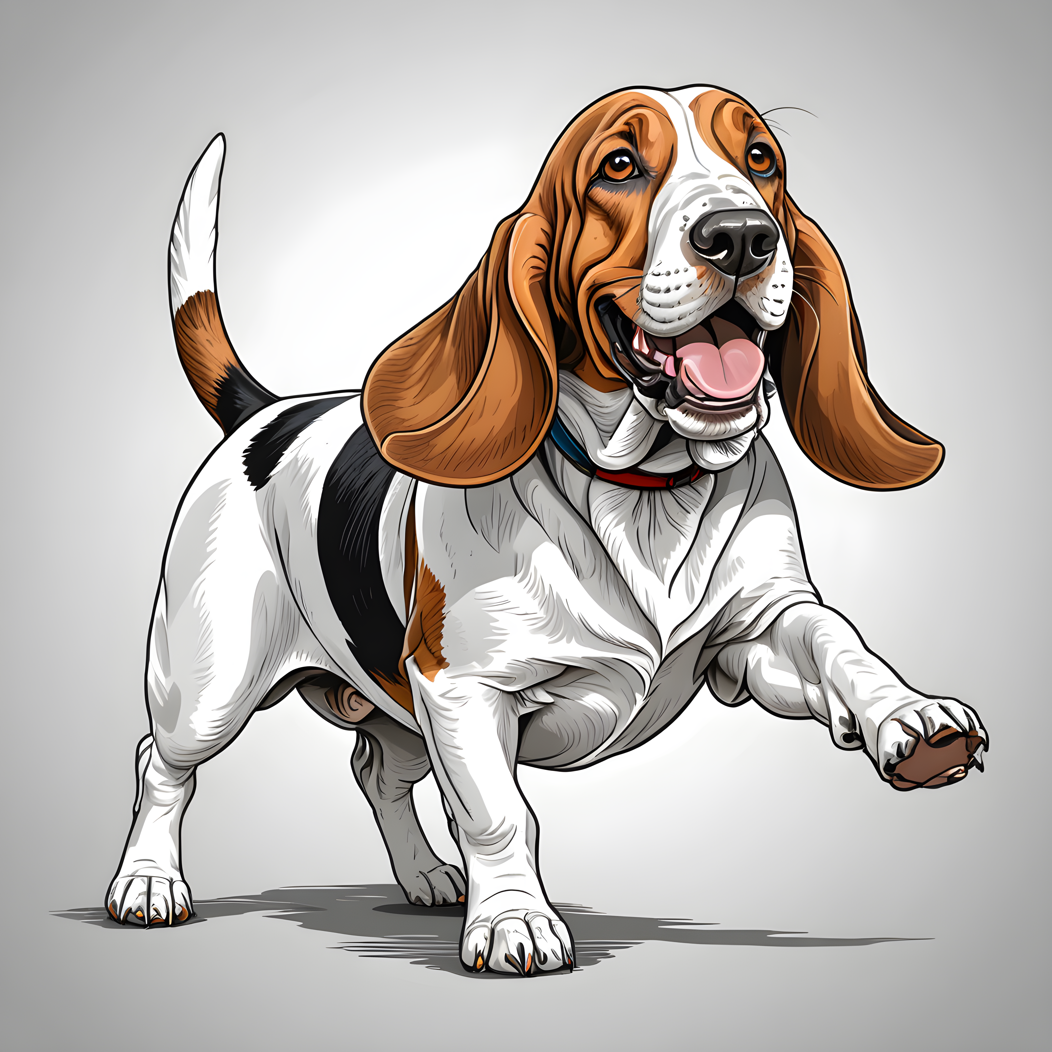 Basset Hound — Line Art (Happy)