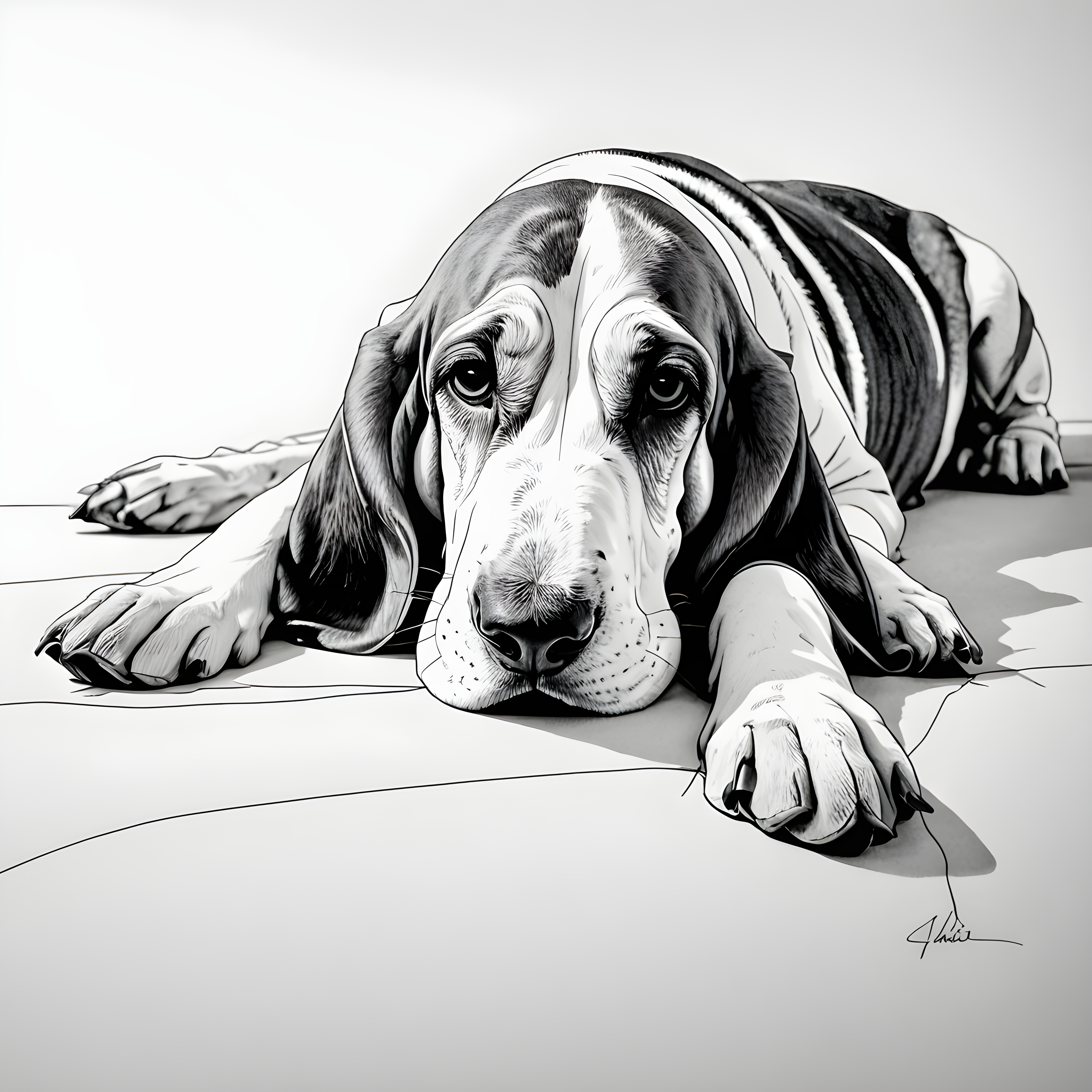 Basset Hound — Minimalist Line Art (Motivational)
