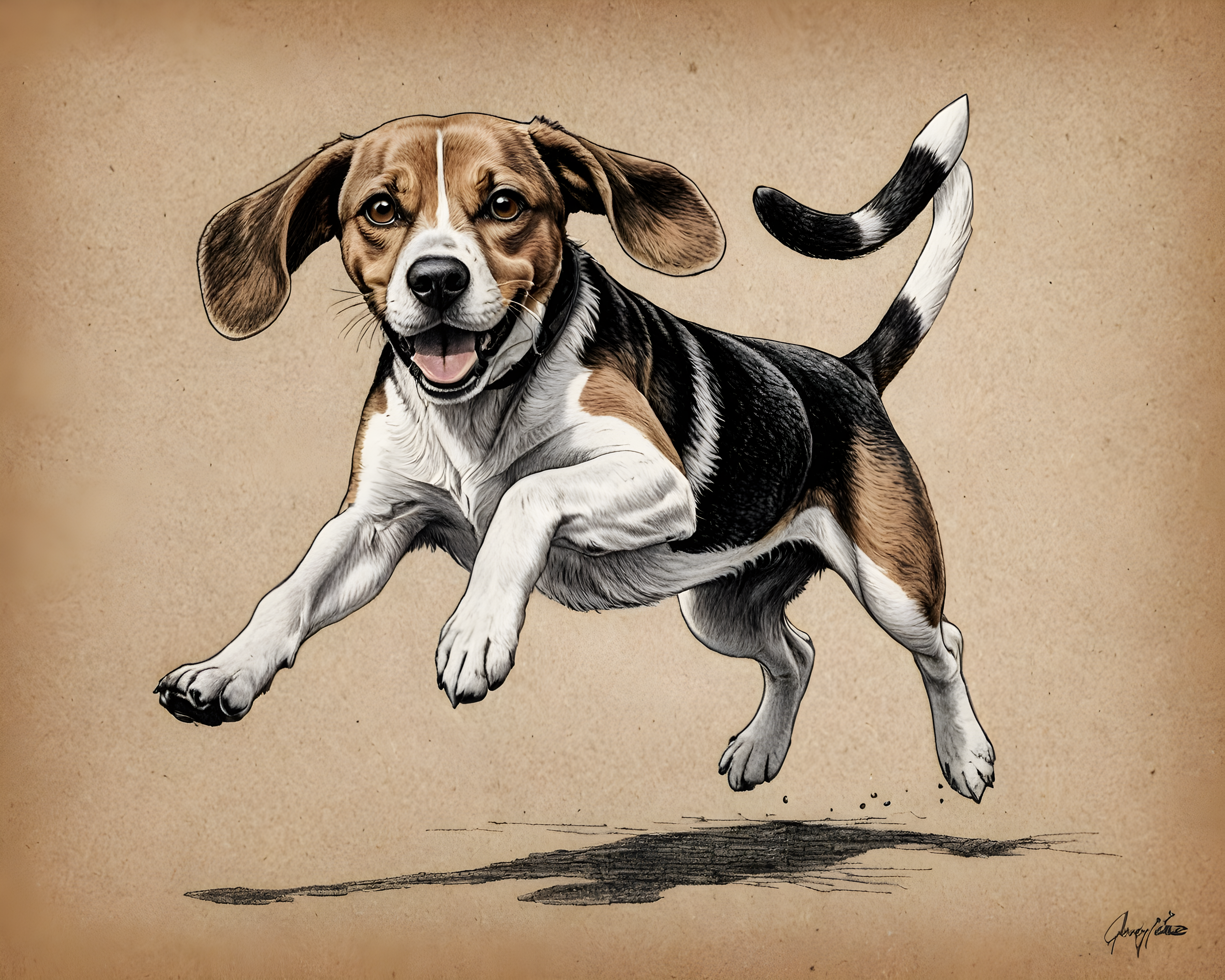 Beagle — Pencil Sketch (Funny)