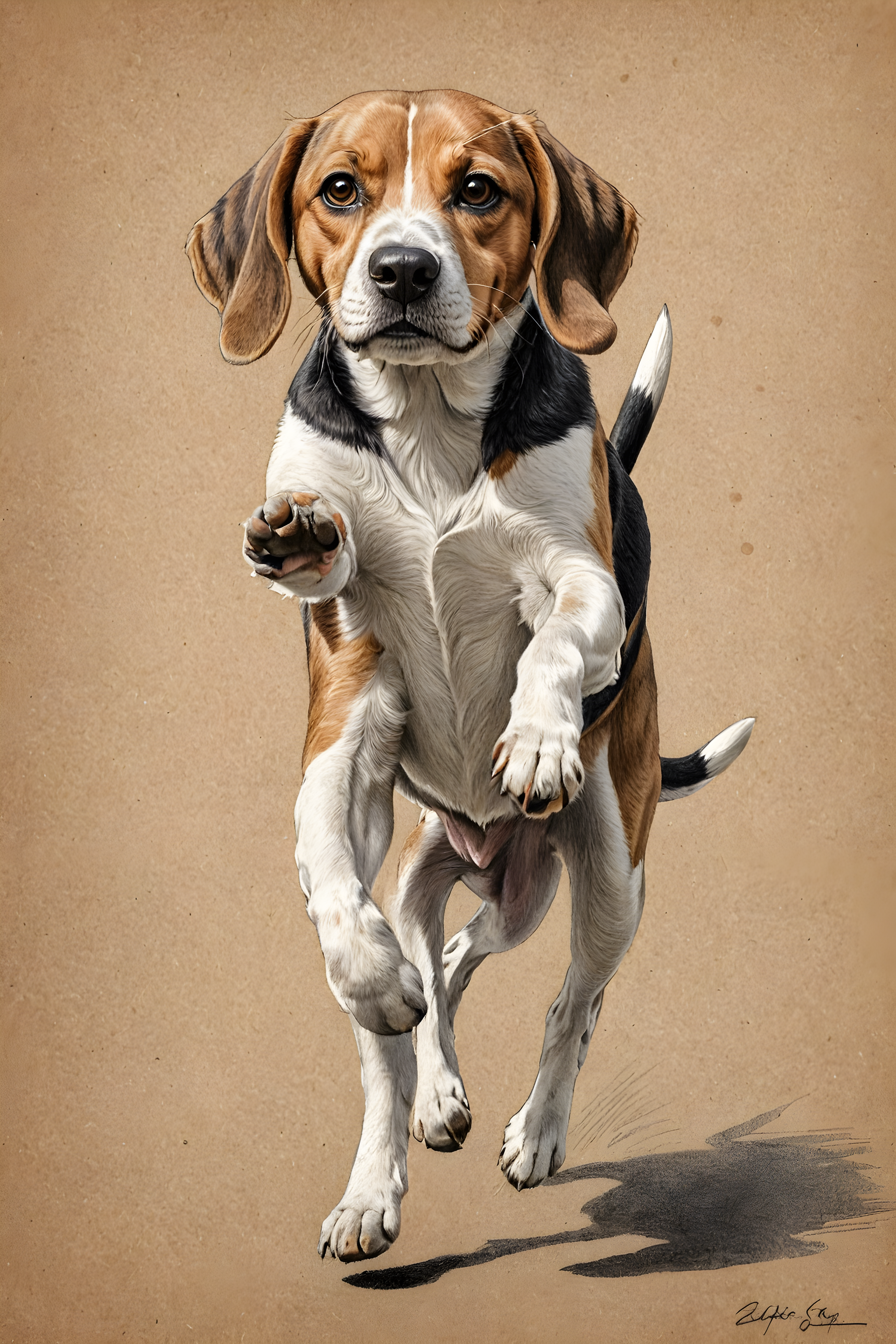 Beagle — Pencil Sketch (Romantic)