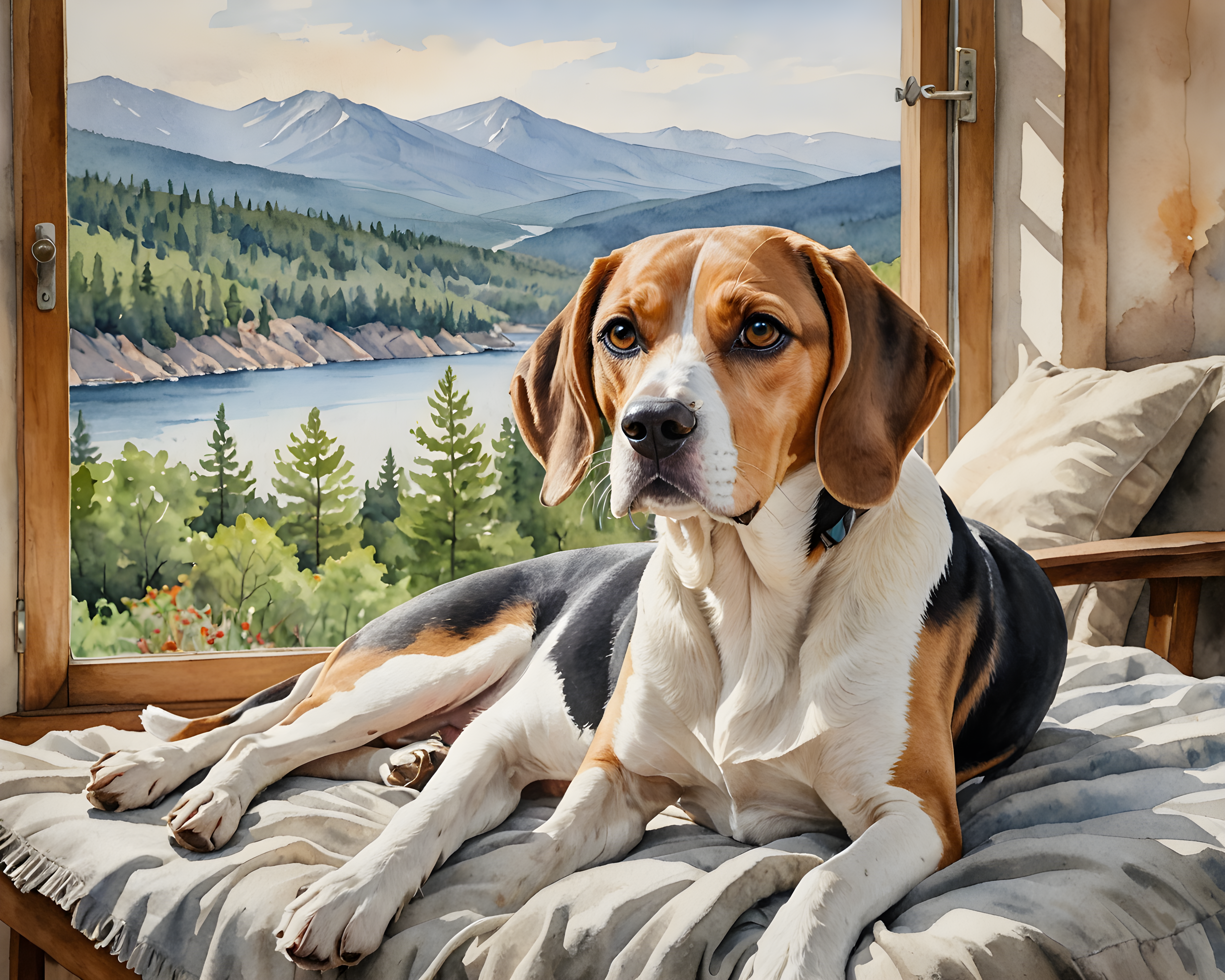 Beagle — Watercolor (Emotional)