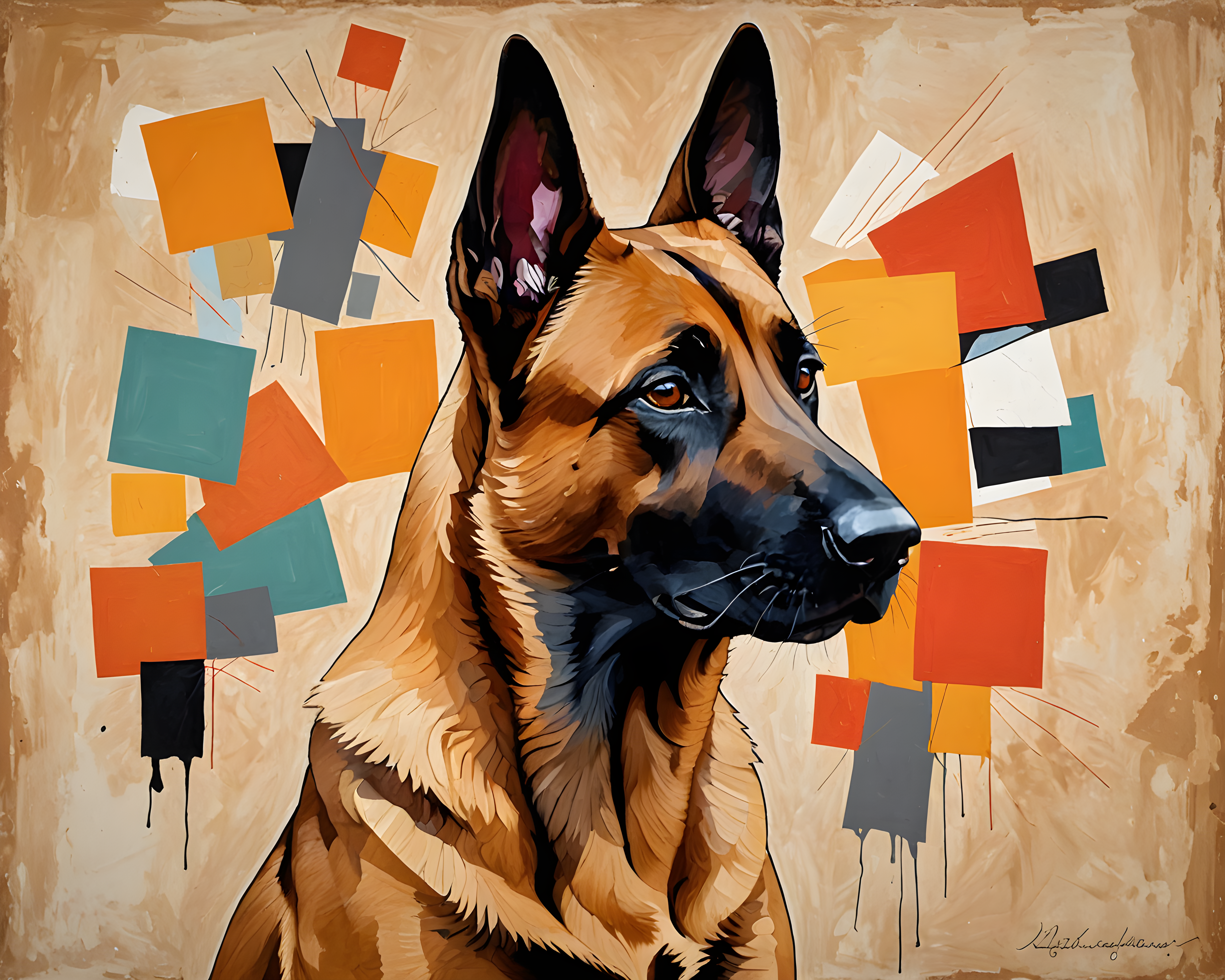 Belgian Malinois — Abstract (Romantic)