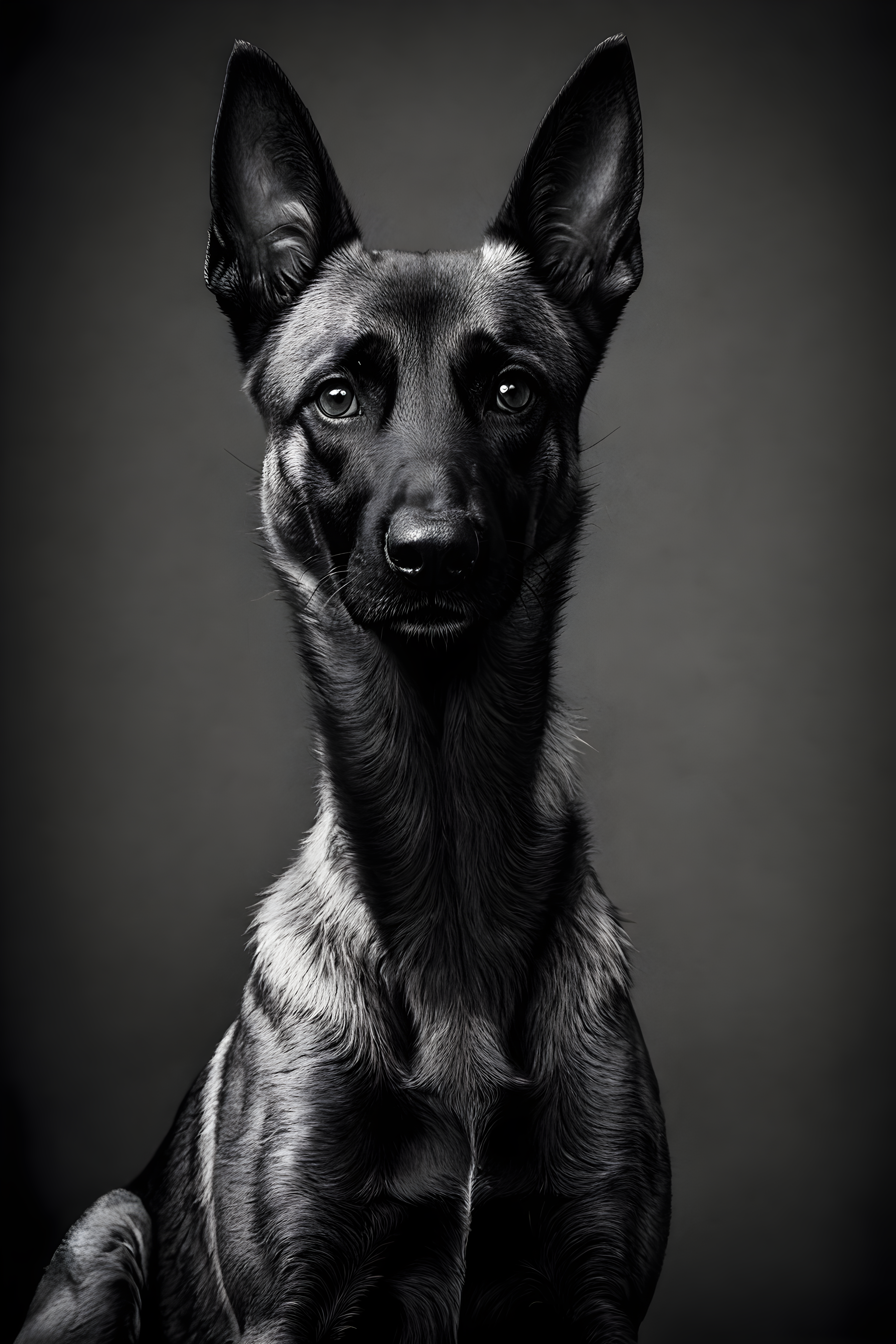 Belgian Malinois — Black & White (Cute)