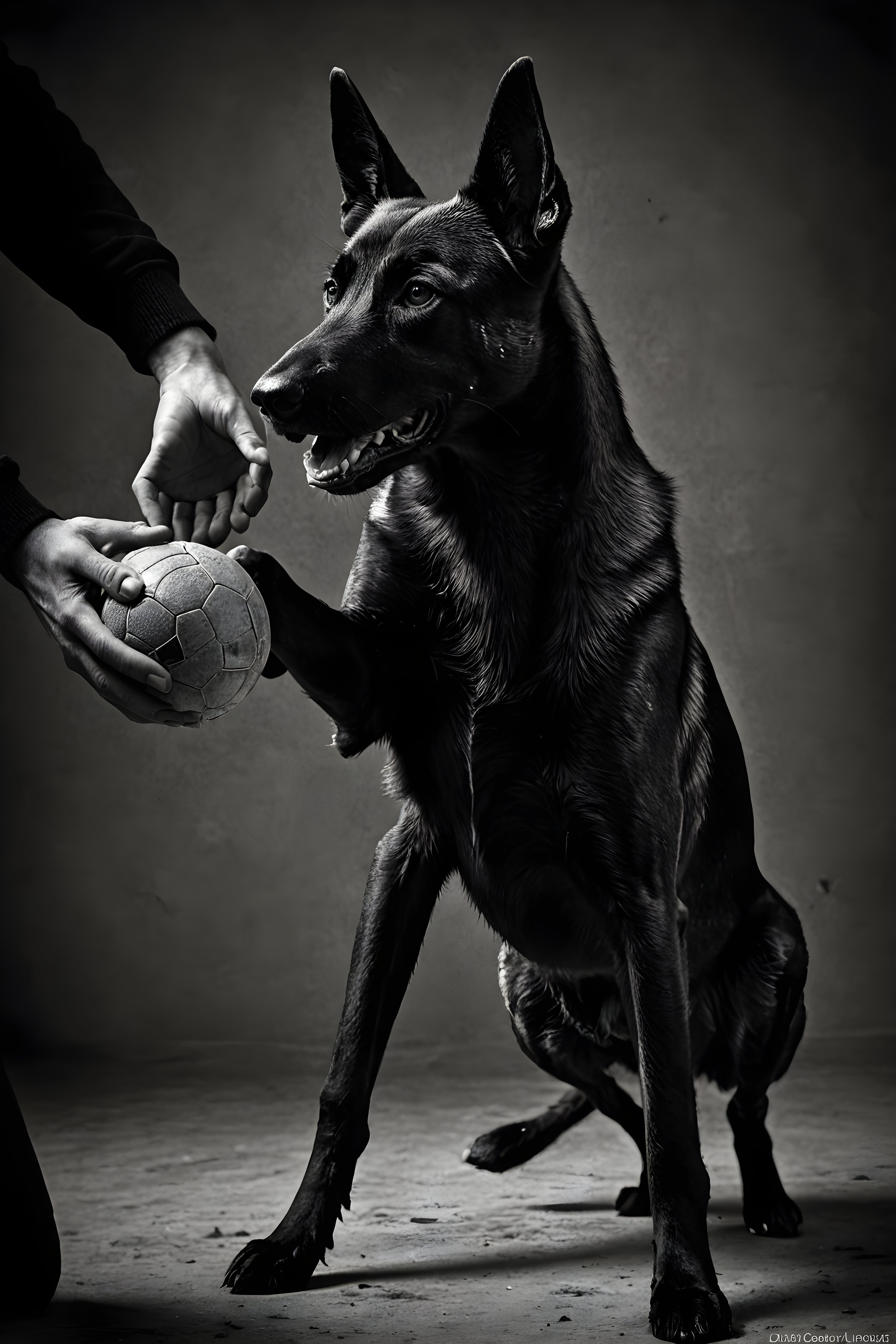 Belgian Malinois — Black & White (Playful)