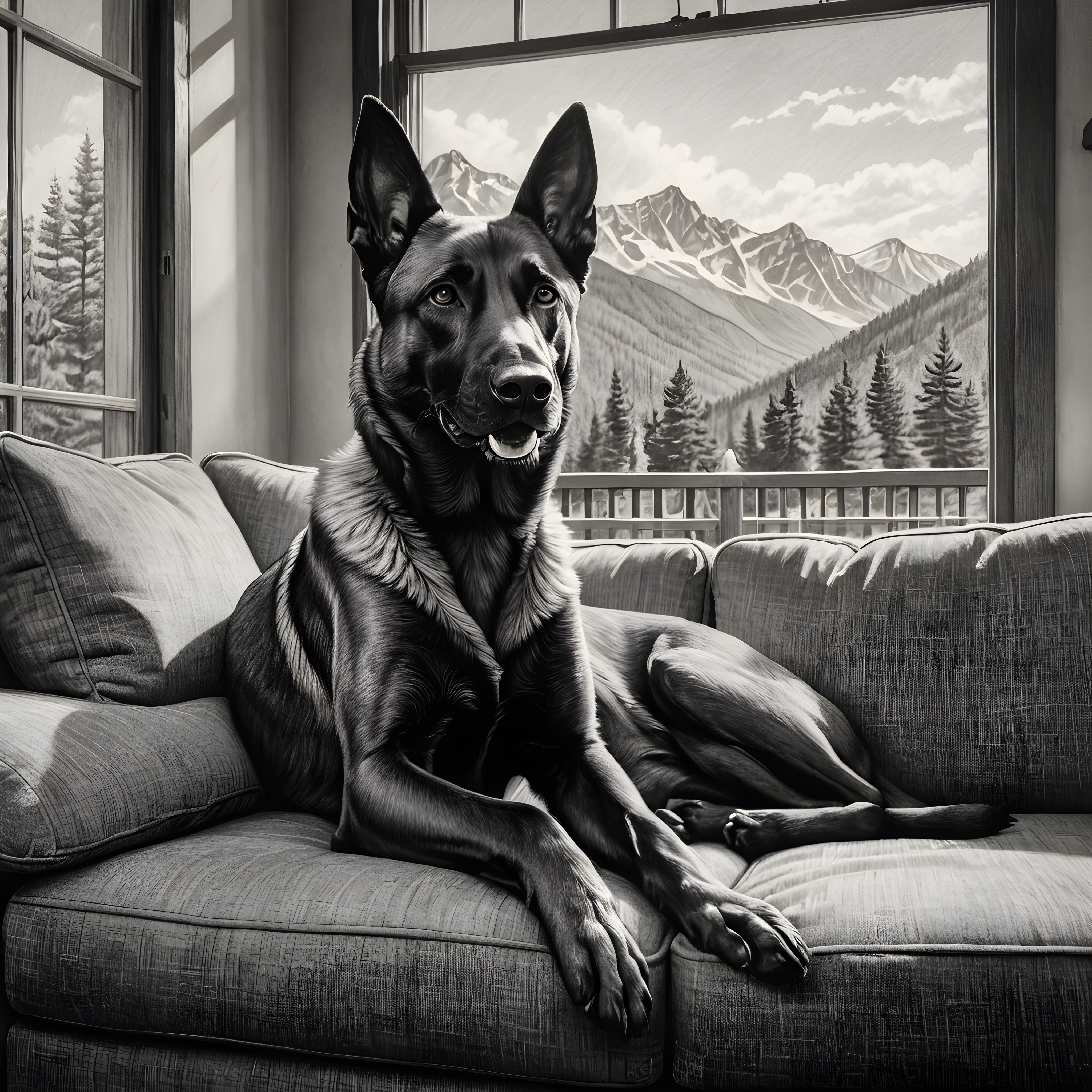 Belgian Malinois — Pencil Sketch (Lifestyle)