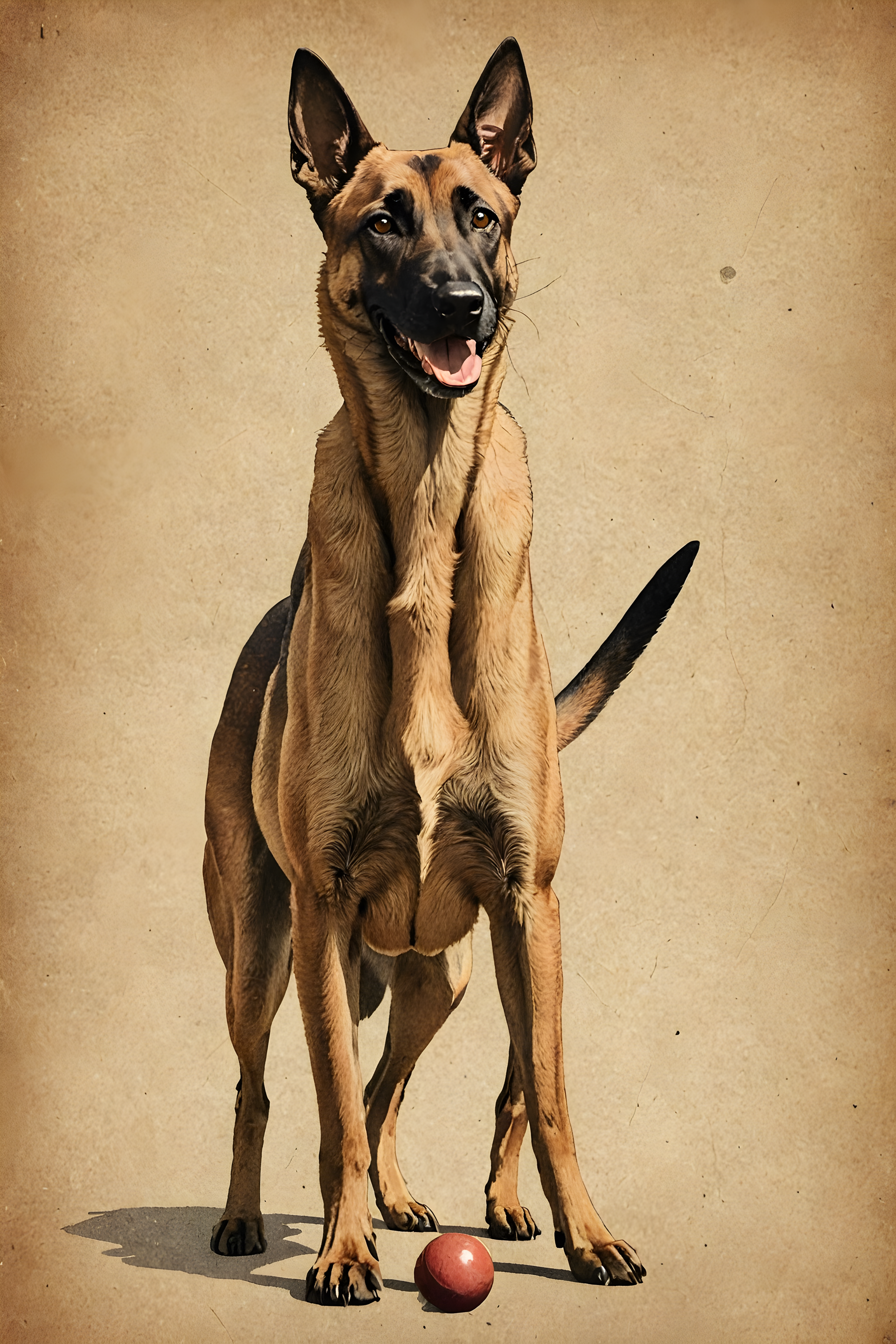 Belgian Malinois — Vintage Poster (Playful)
