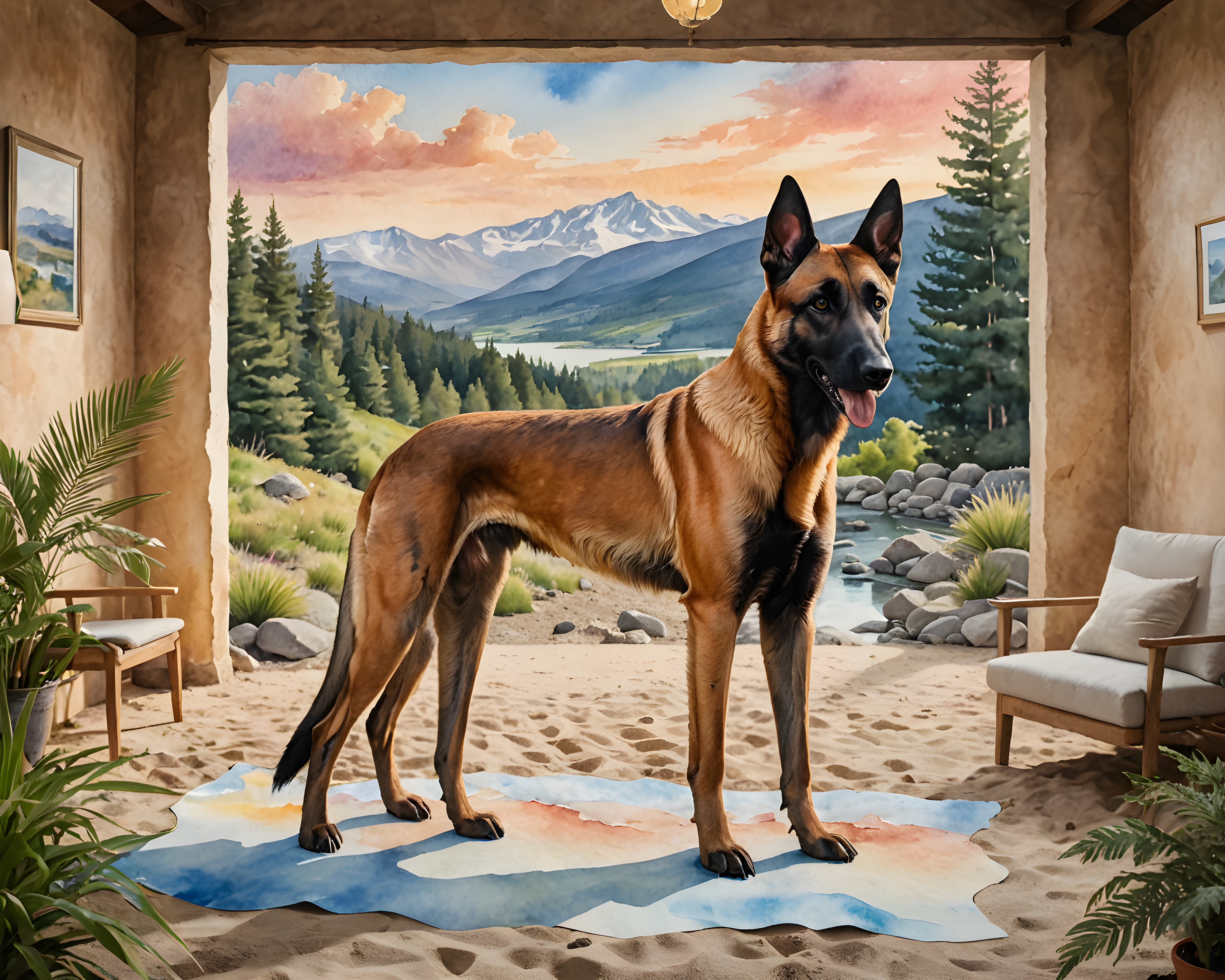 Belgian Malinois — Watercolor (Fantasy)