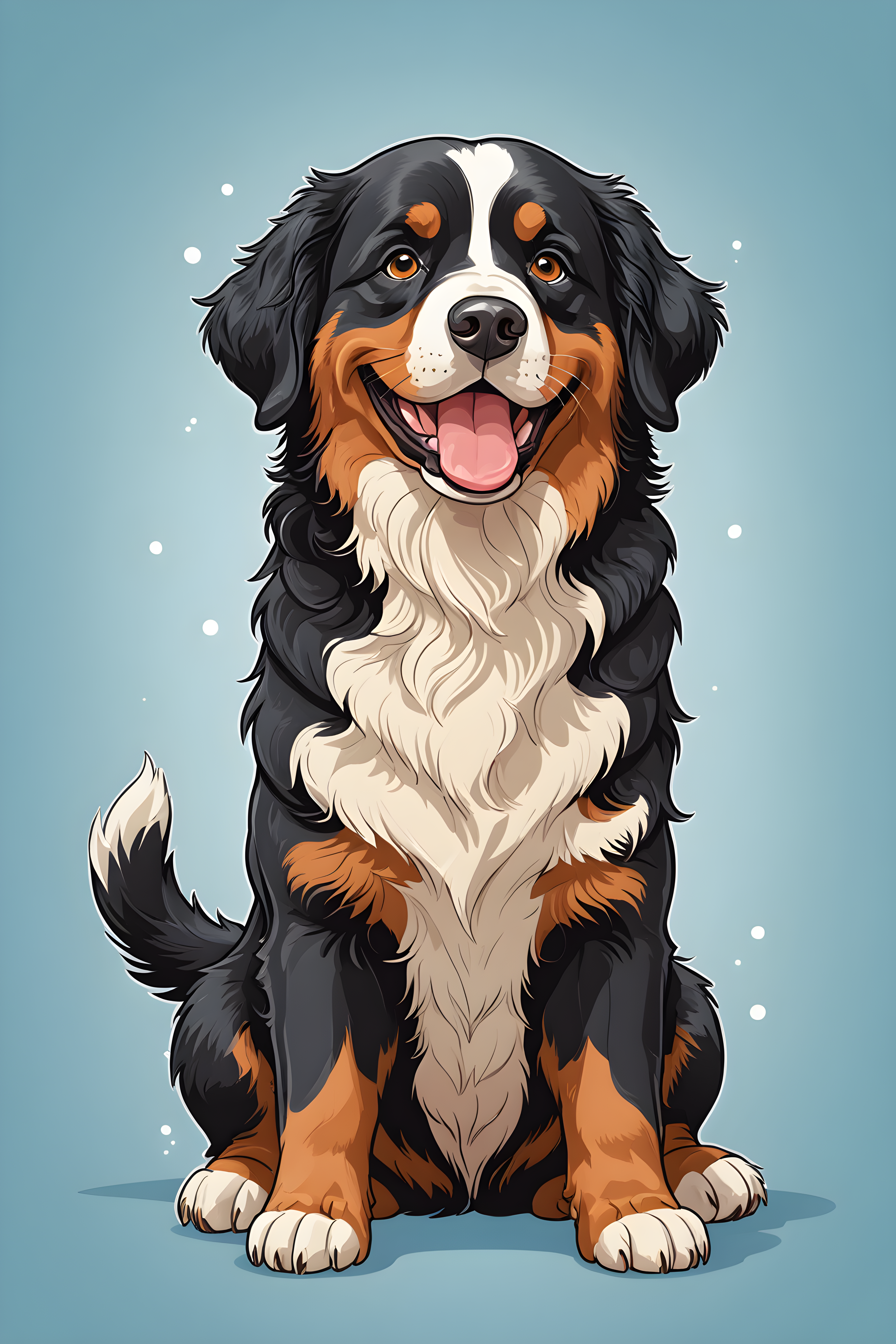 Bernese Mountain Dog — Cartoon / Kawaii (Happy)