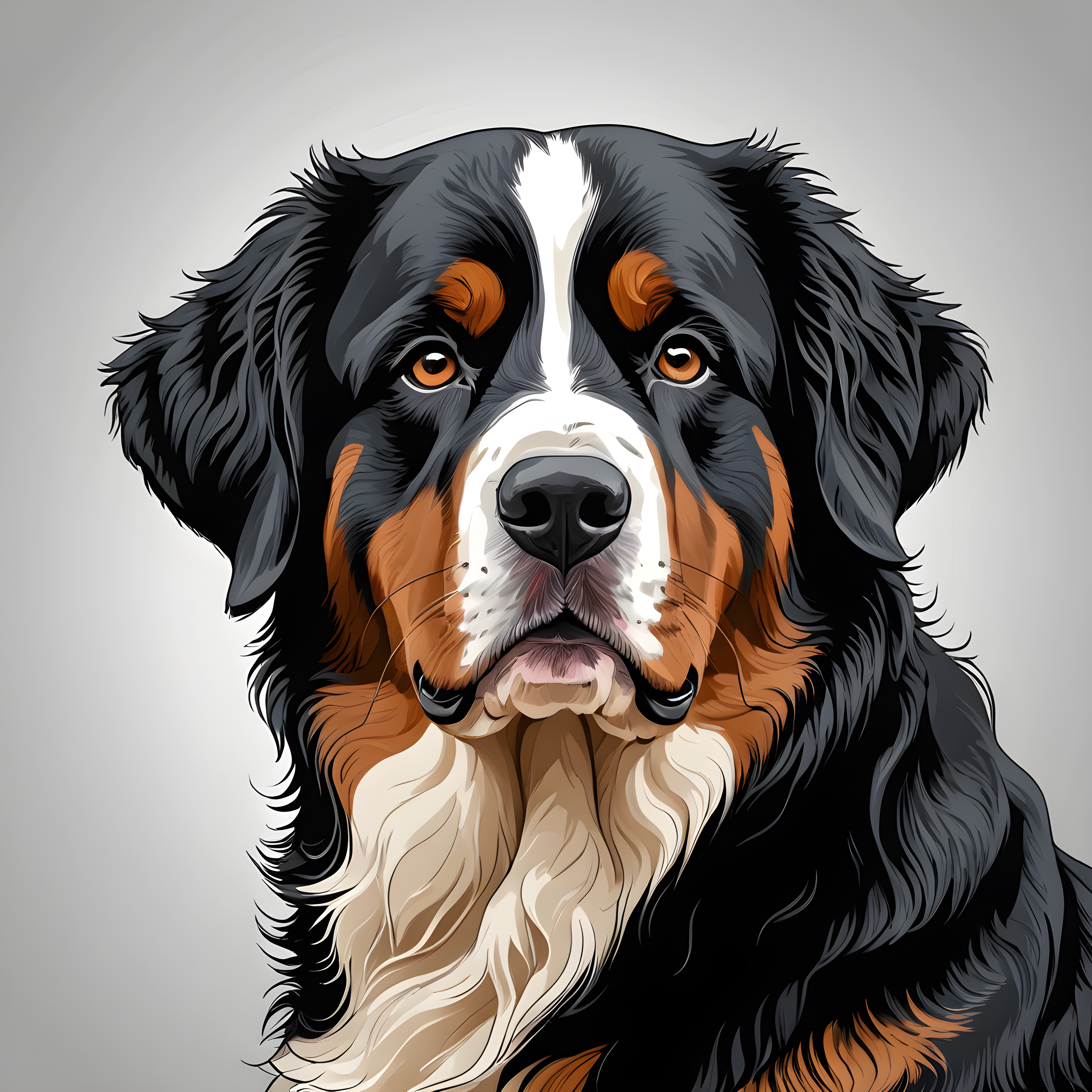 Bernese Mountain Dog — Line Art (Emotional)