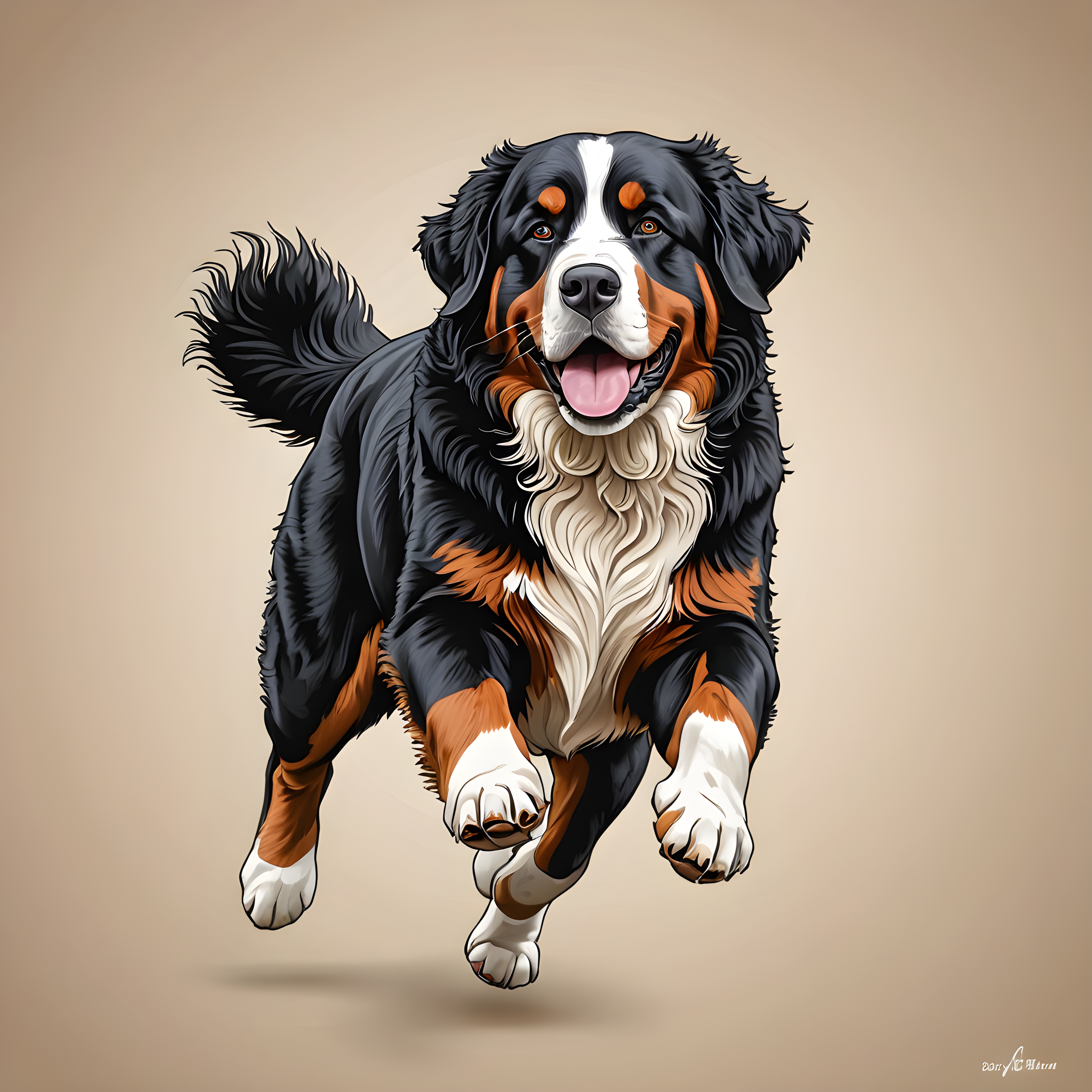 Bernese Mountain Dog — Line Art (Romantic)