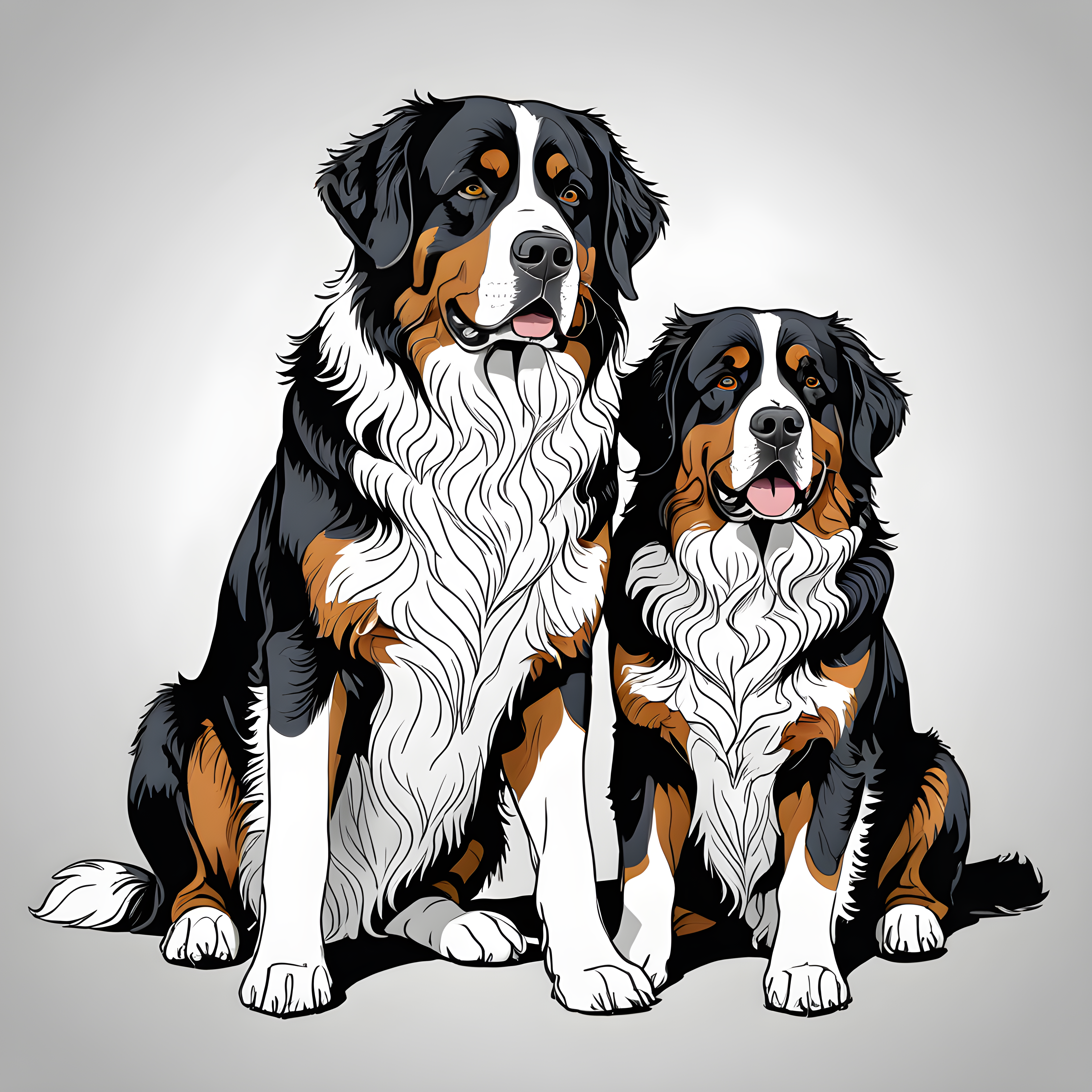 Bernese Mountain Dog — Minimalist Line Art (Fantasy)