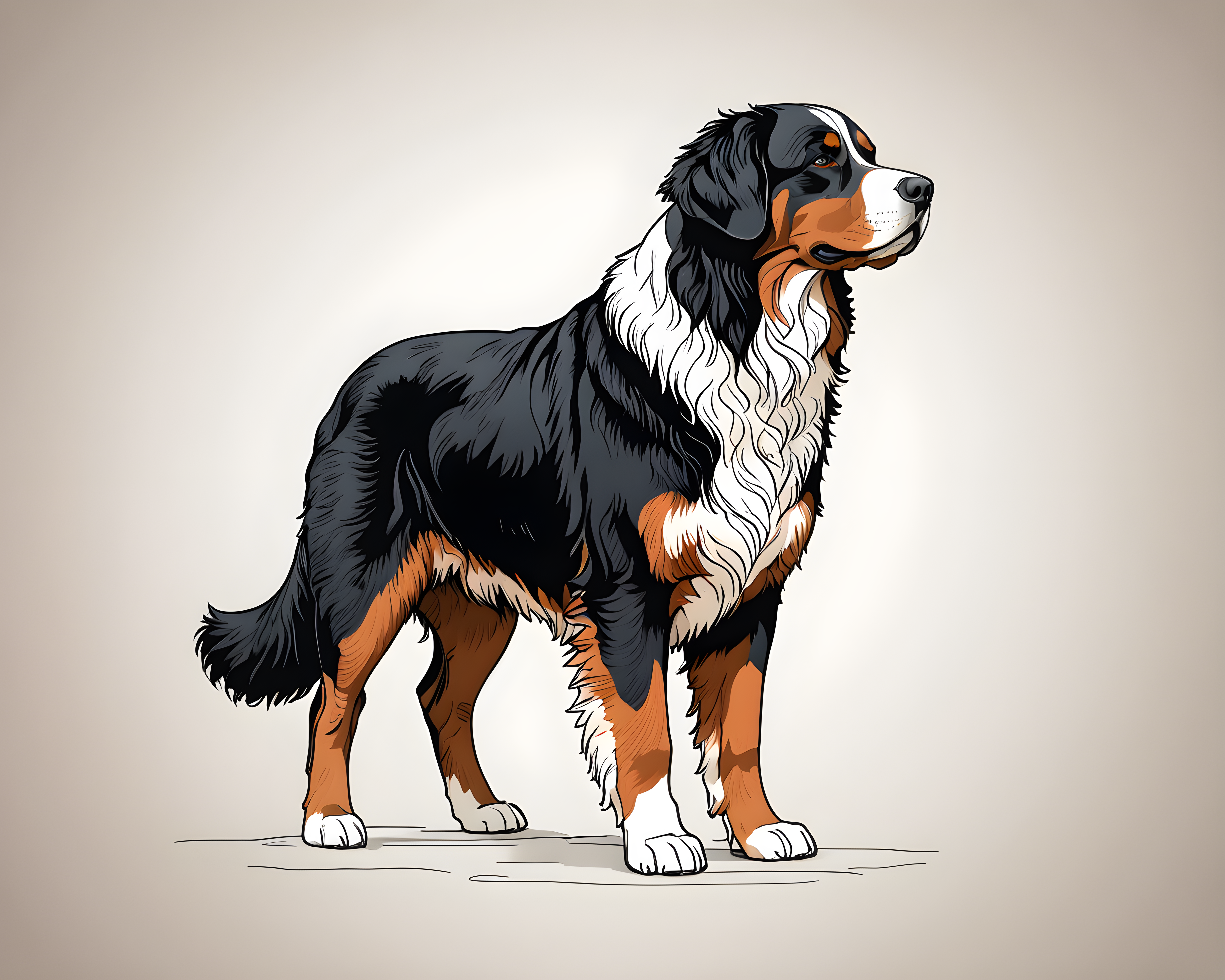 Bernese Mountain Dog — Minimalist Line Art (Romantic)