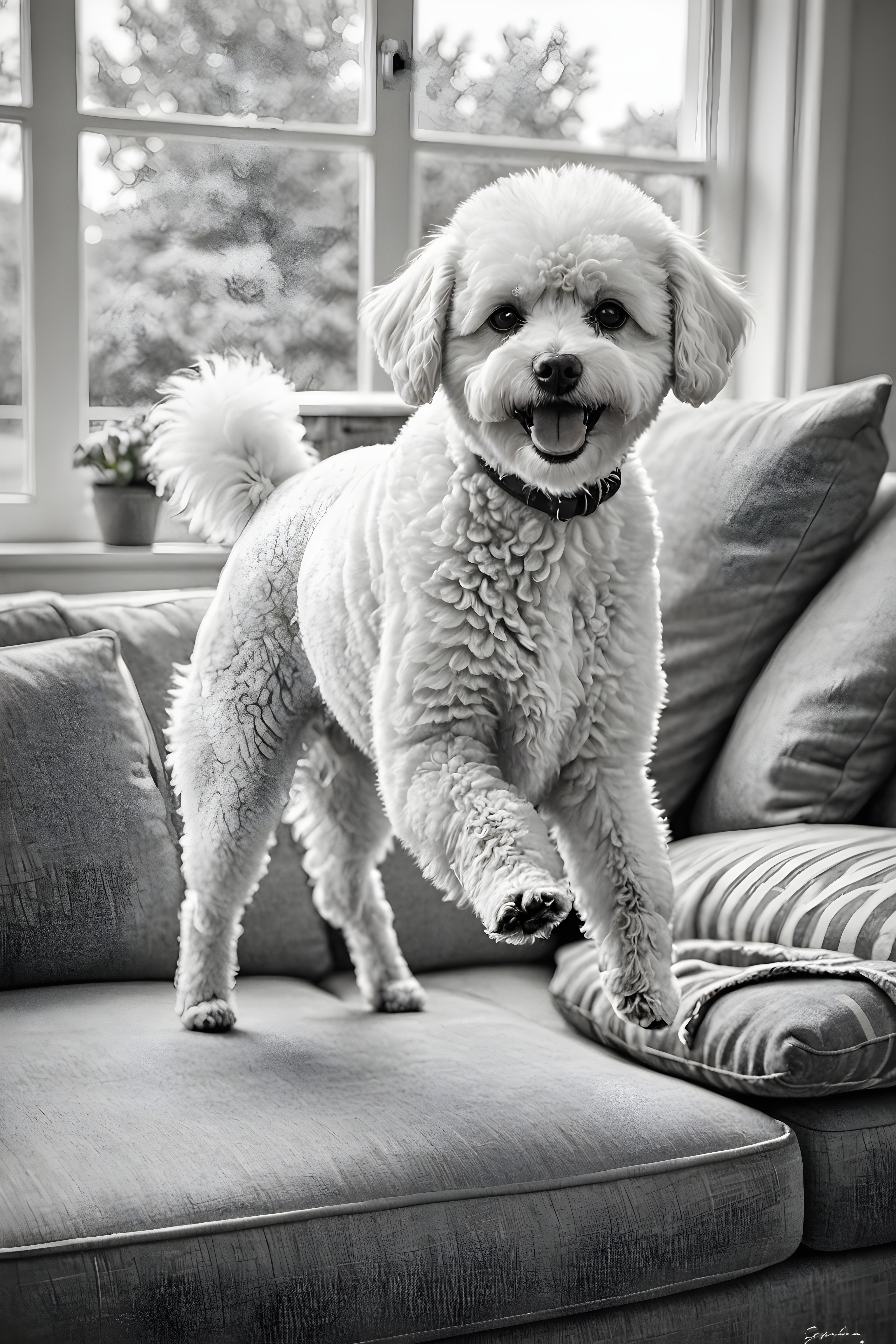 Bichon Frise — Pencil Sketch (Lifestyle)
