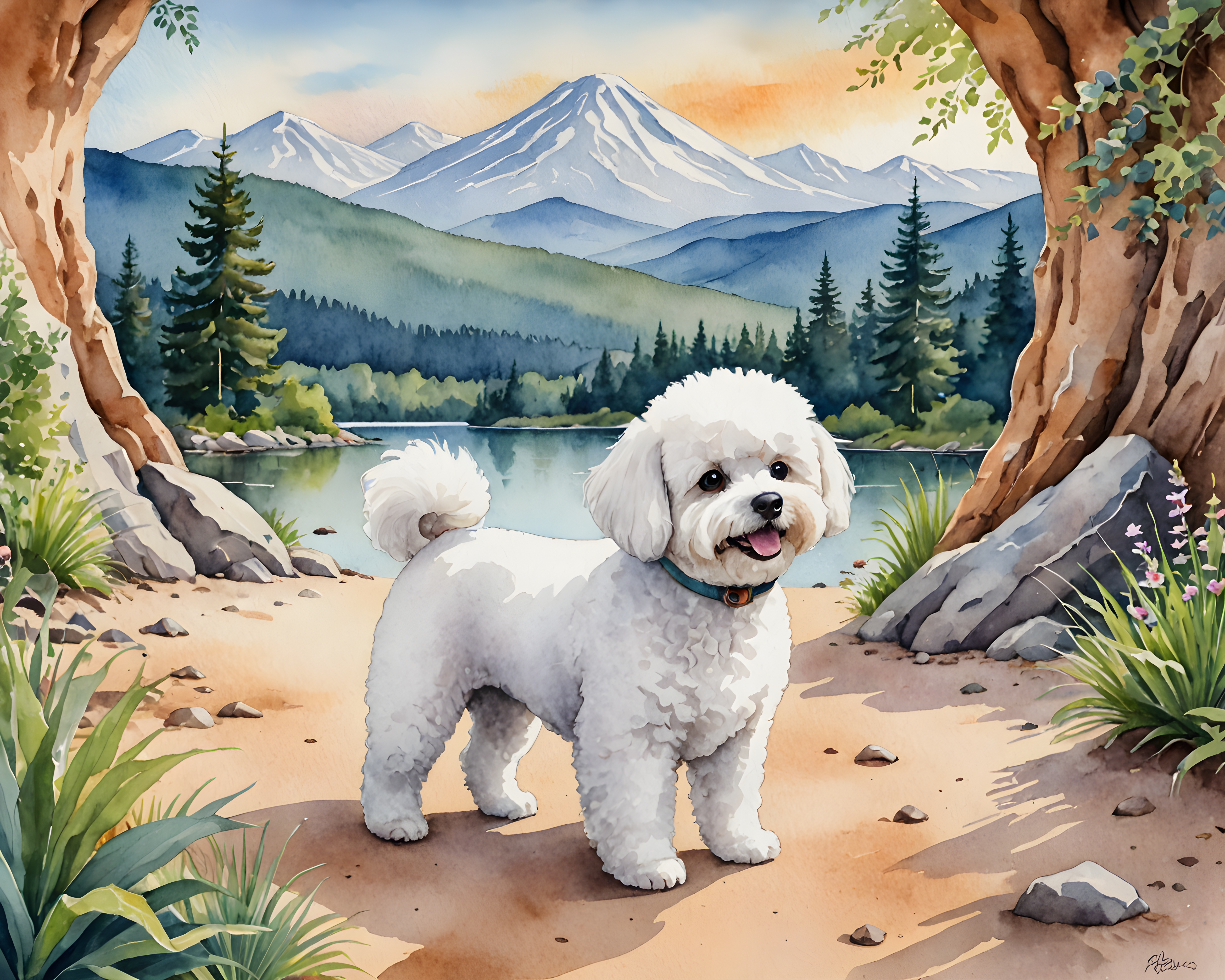 Bichon Frise — Watercolor (Fantasy)
