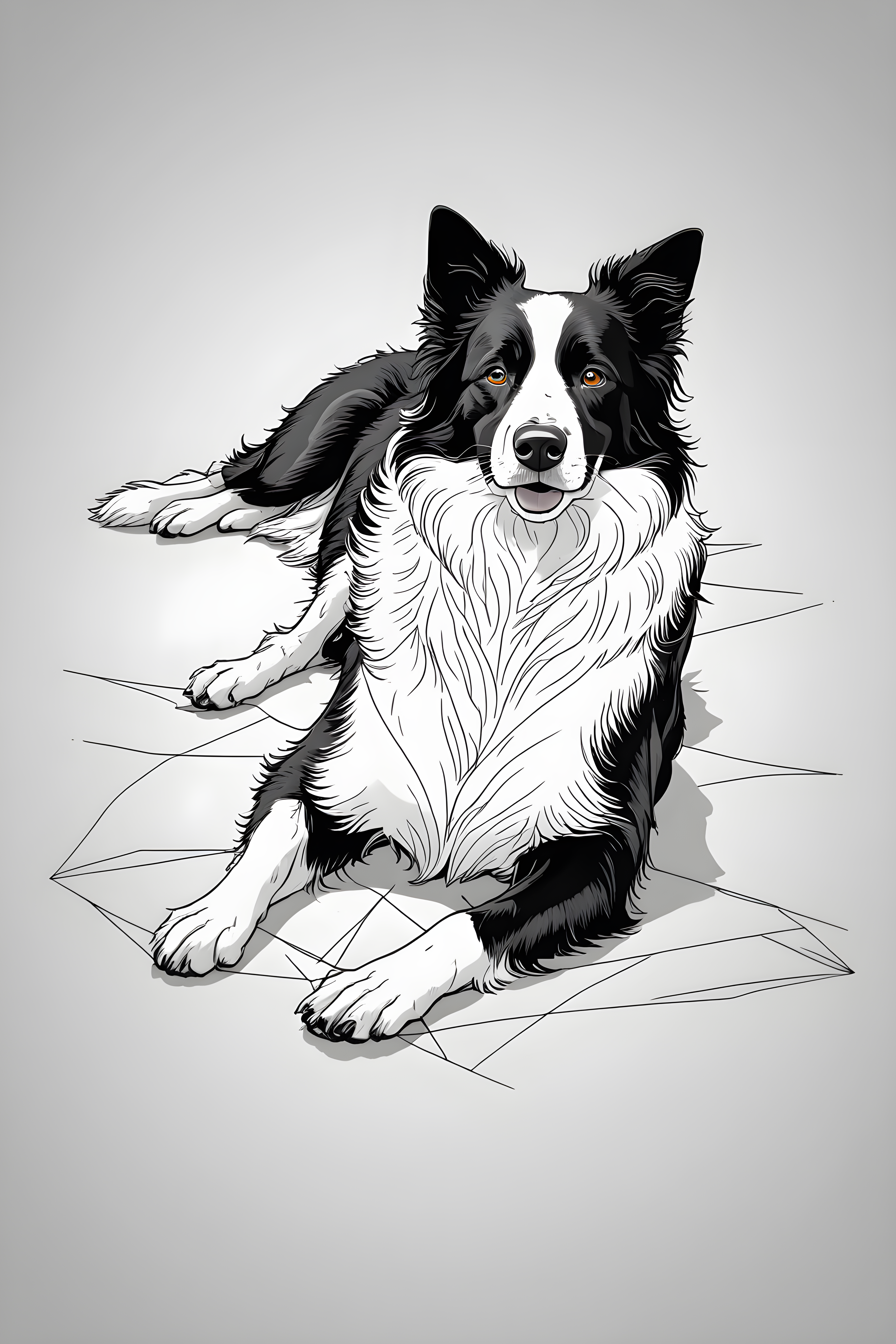 Border Collie — Minimalist Line Art (Fantasy)