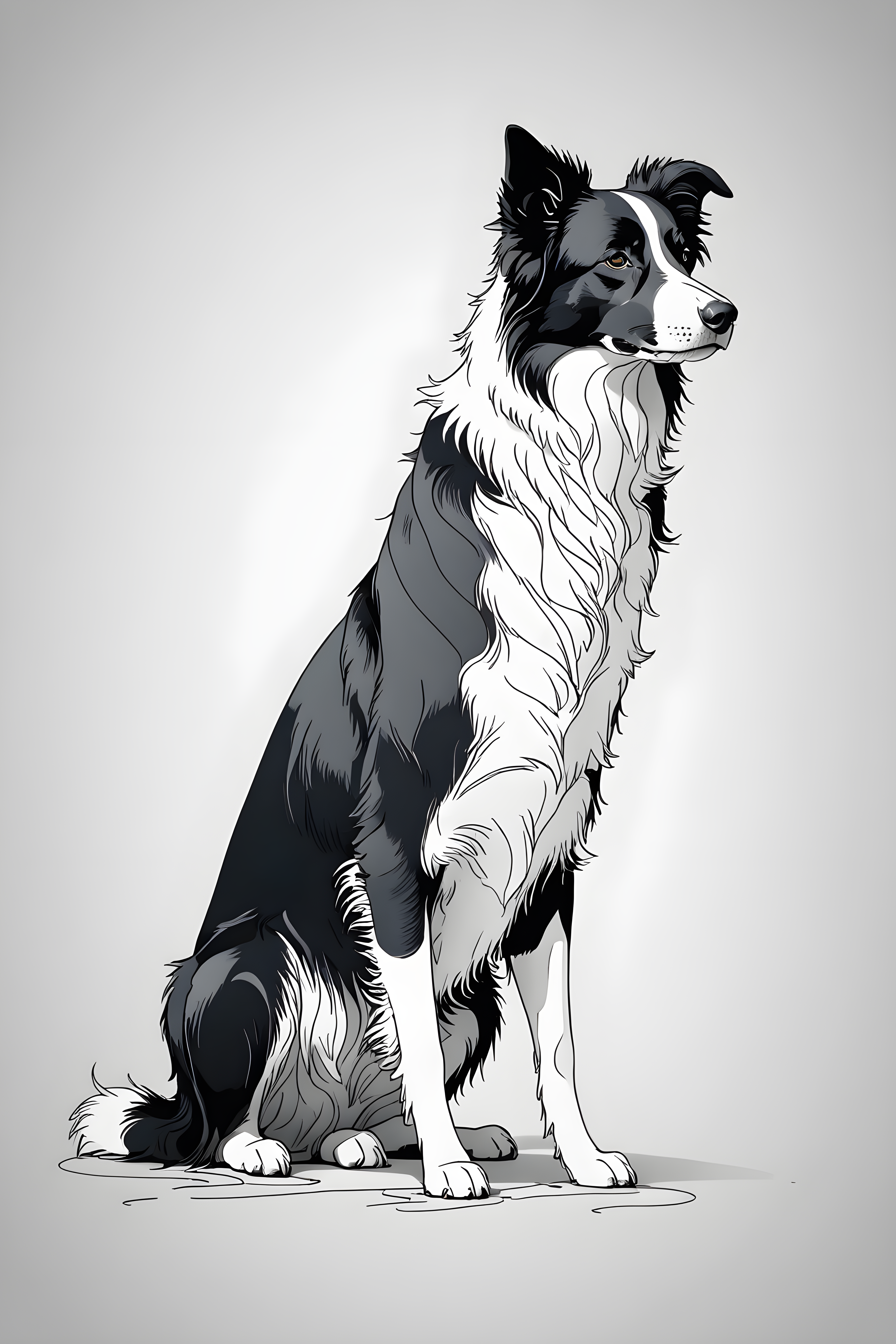 Border Collie — Minimalist Line Art (Fantasy)