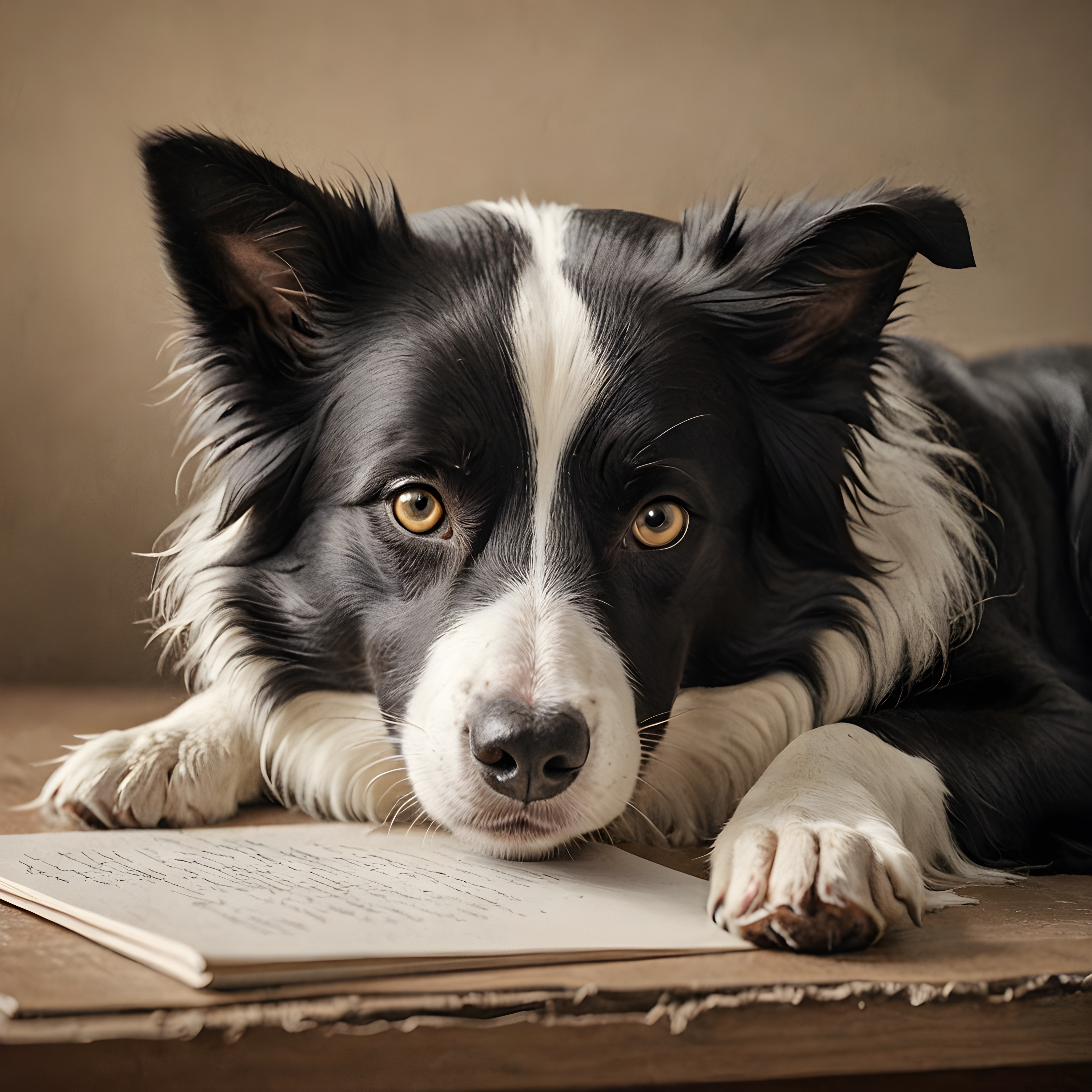 Border Collie — Pencil Sketch (Sleepy)