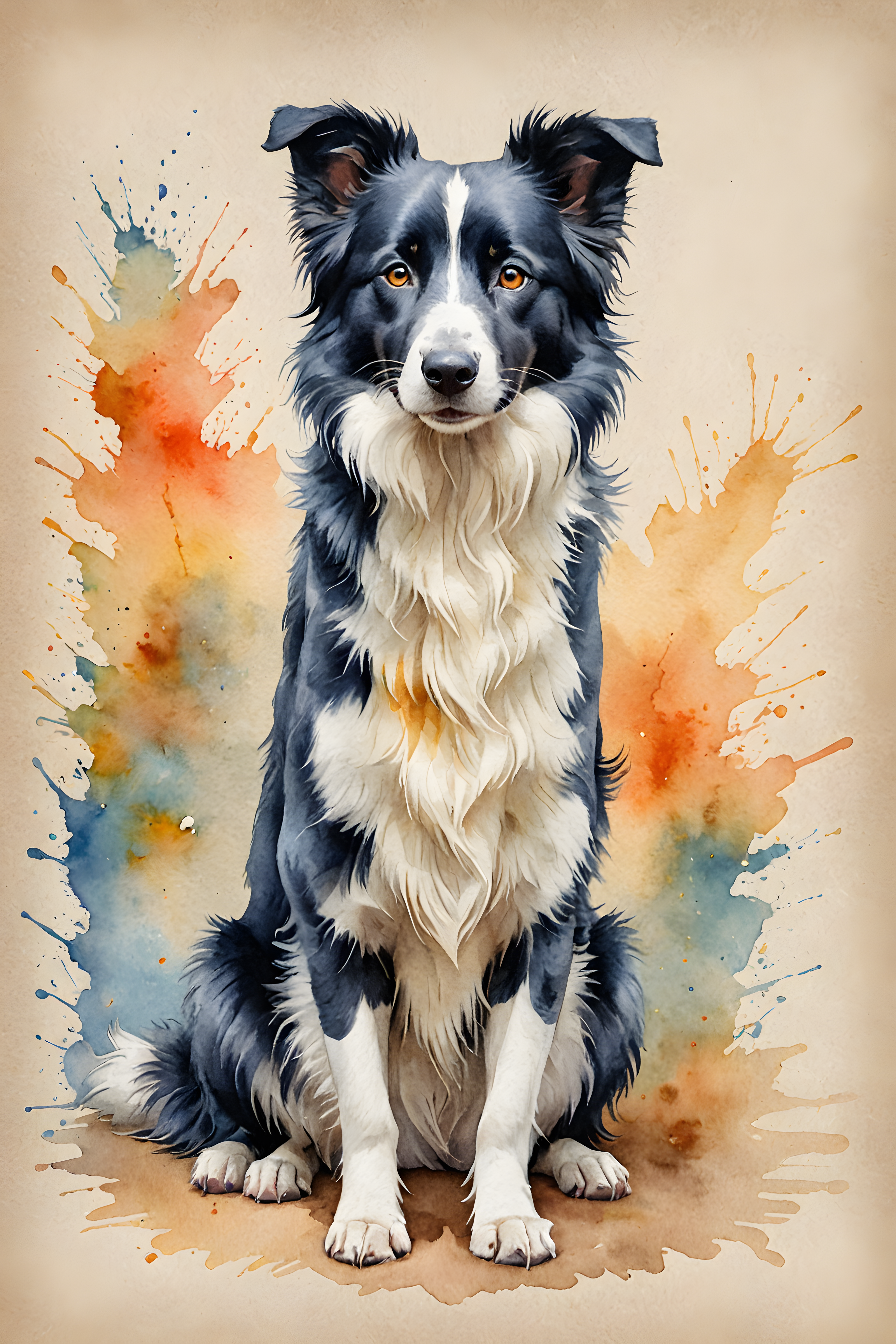 Border Collie — Watercolor (Energetic)