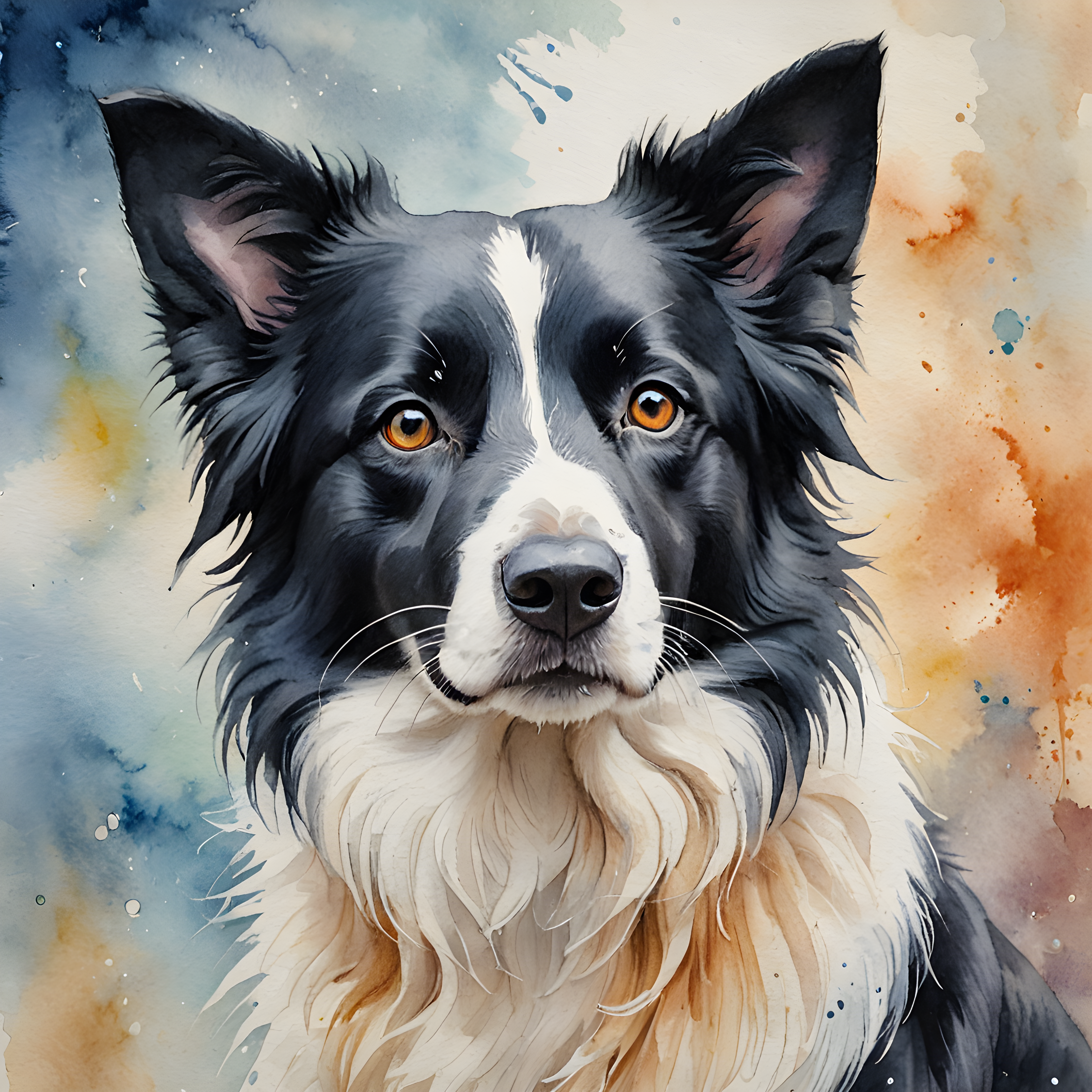 Border Collie — Watercolor (Fantasy)