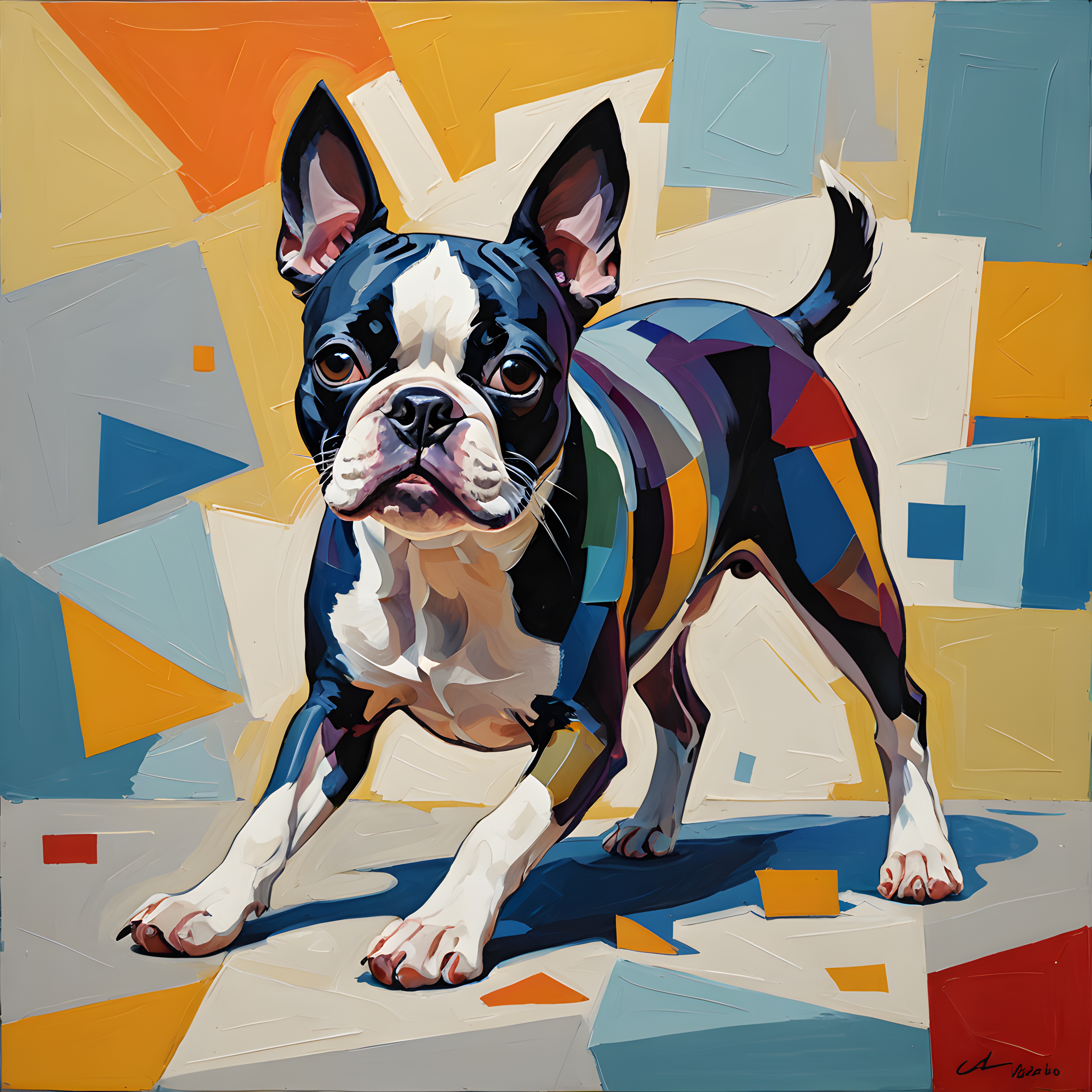 Boston Terrier — Abstract (Sleepy)