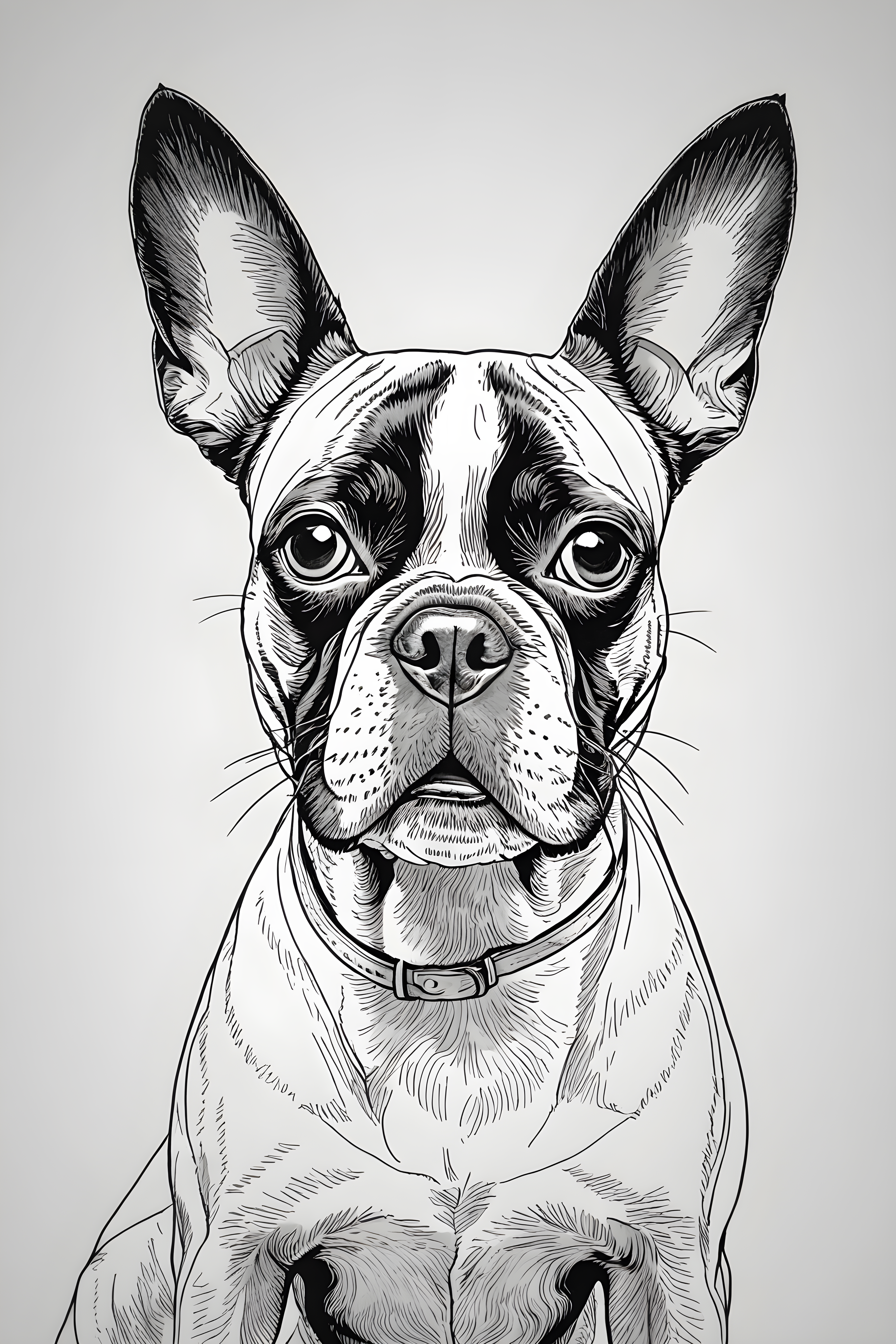 Boston Terrier — Minimalist Line Art (Happy)