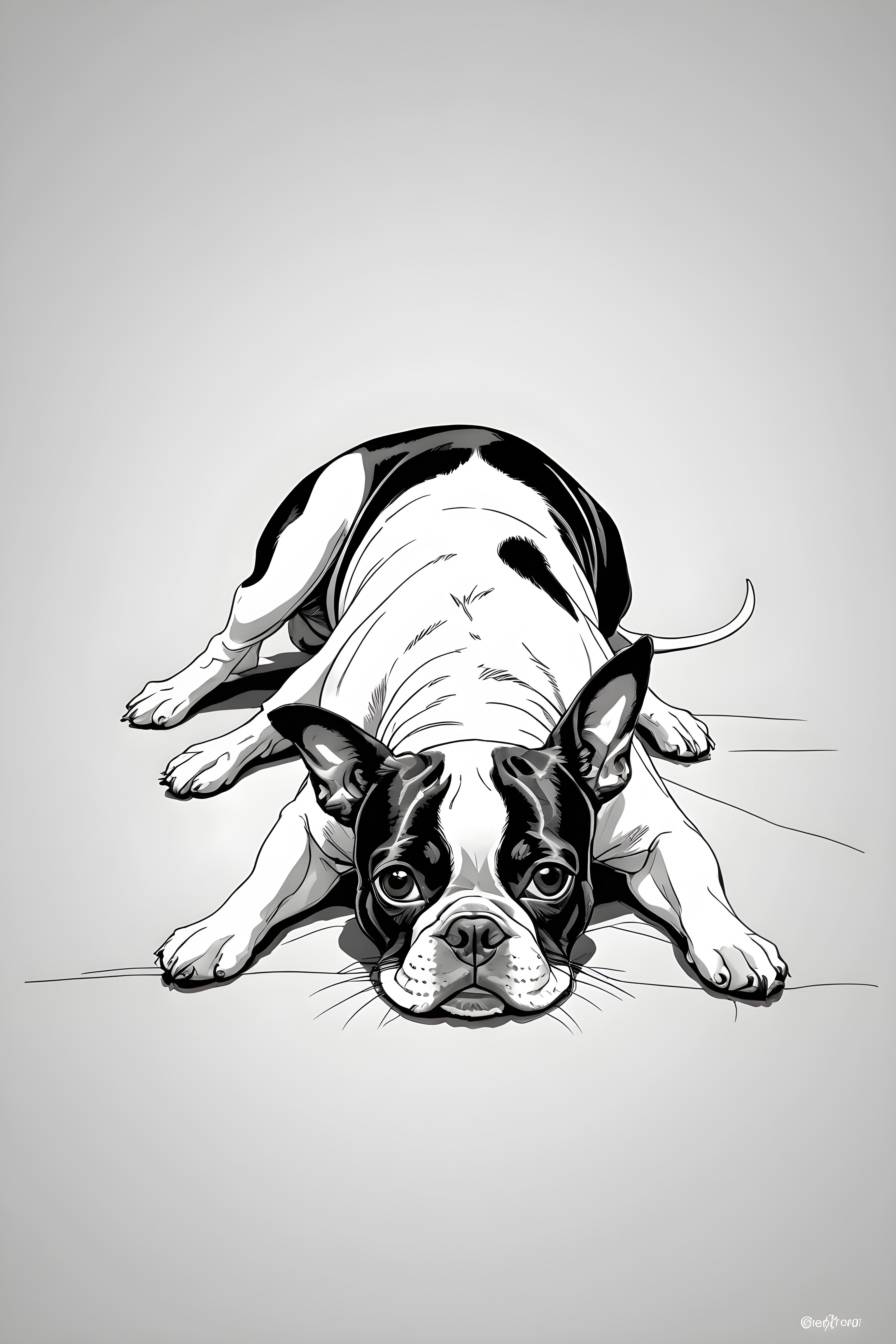 Boston Terrier — Minimalist Line Art (Playful)