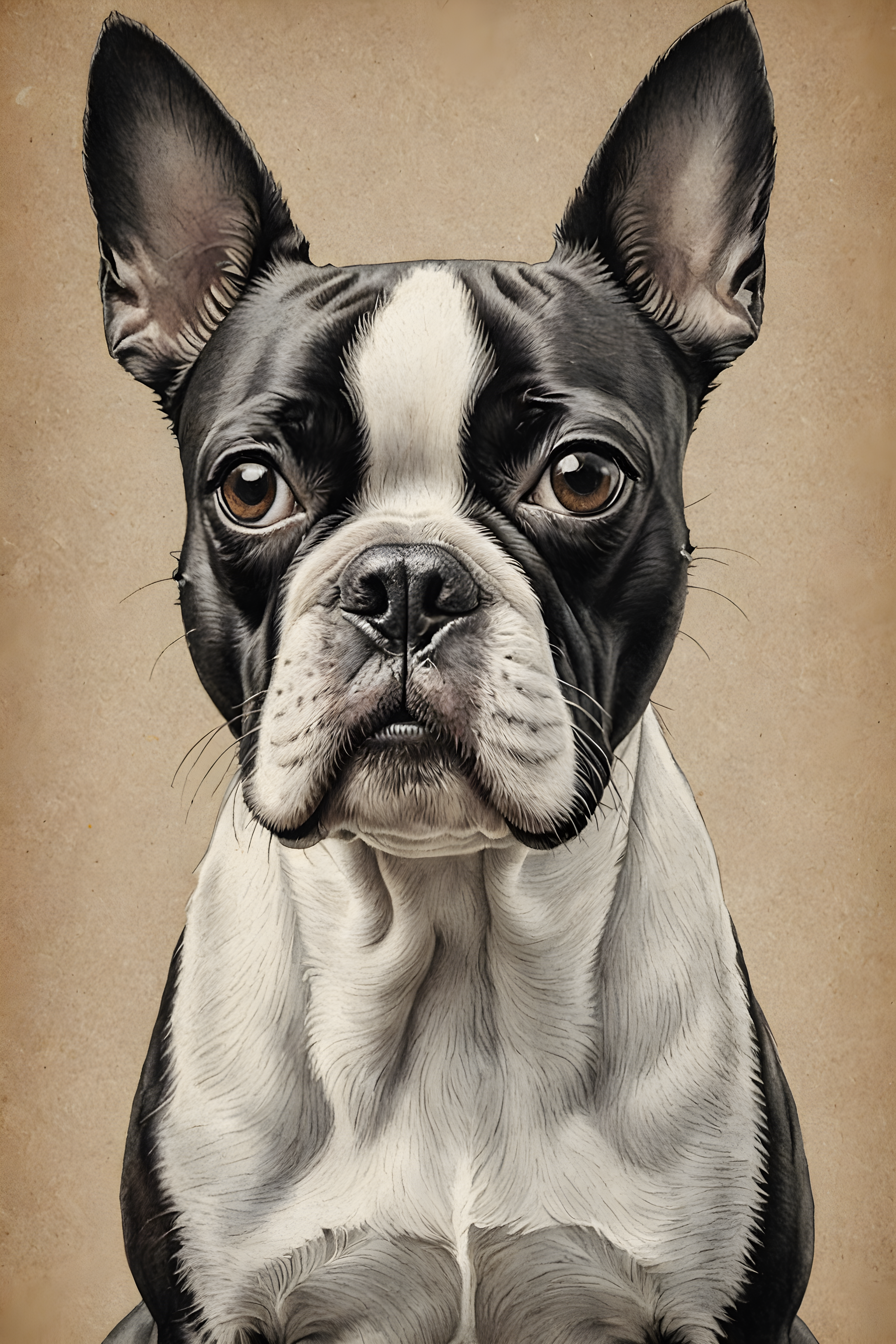 Boston Terrier — Pencil Sketch (Emotional)