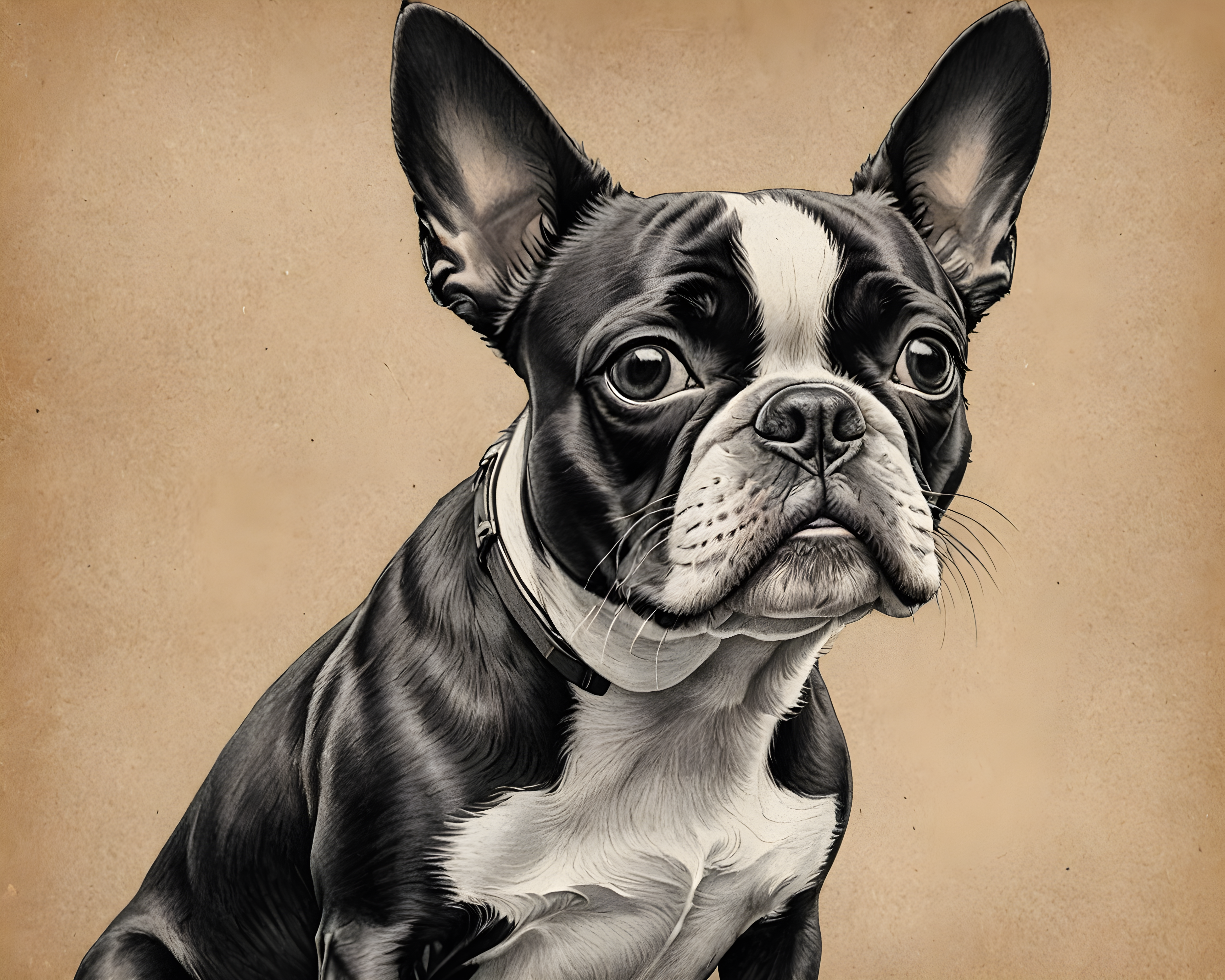 Boston Terrier — Pencil Sketch (Funny)
