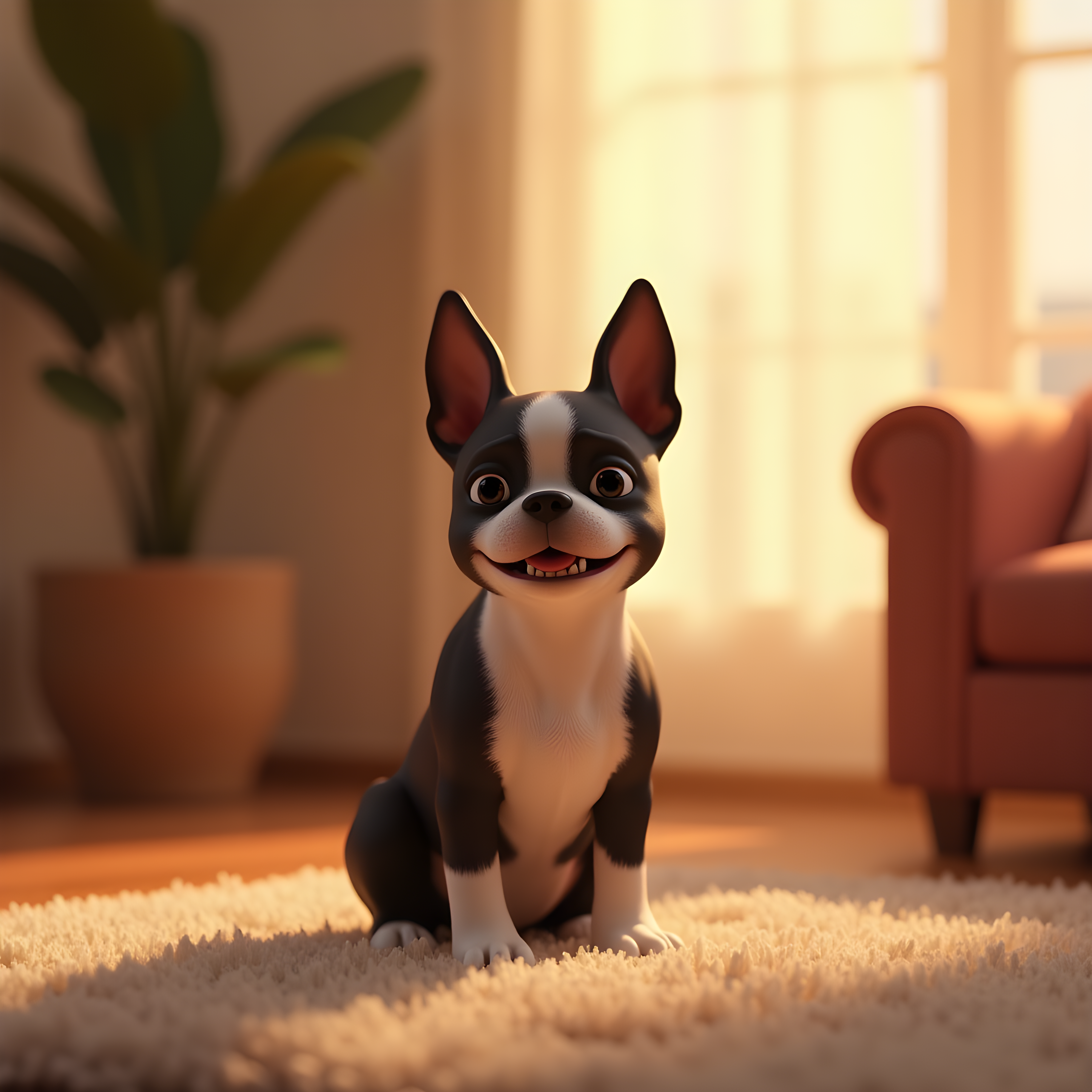 Boston Terrier — 3D Render (Romantic)