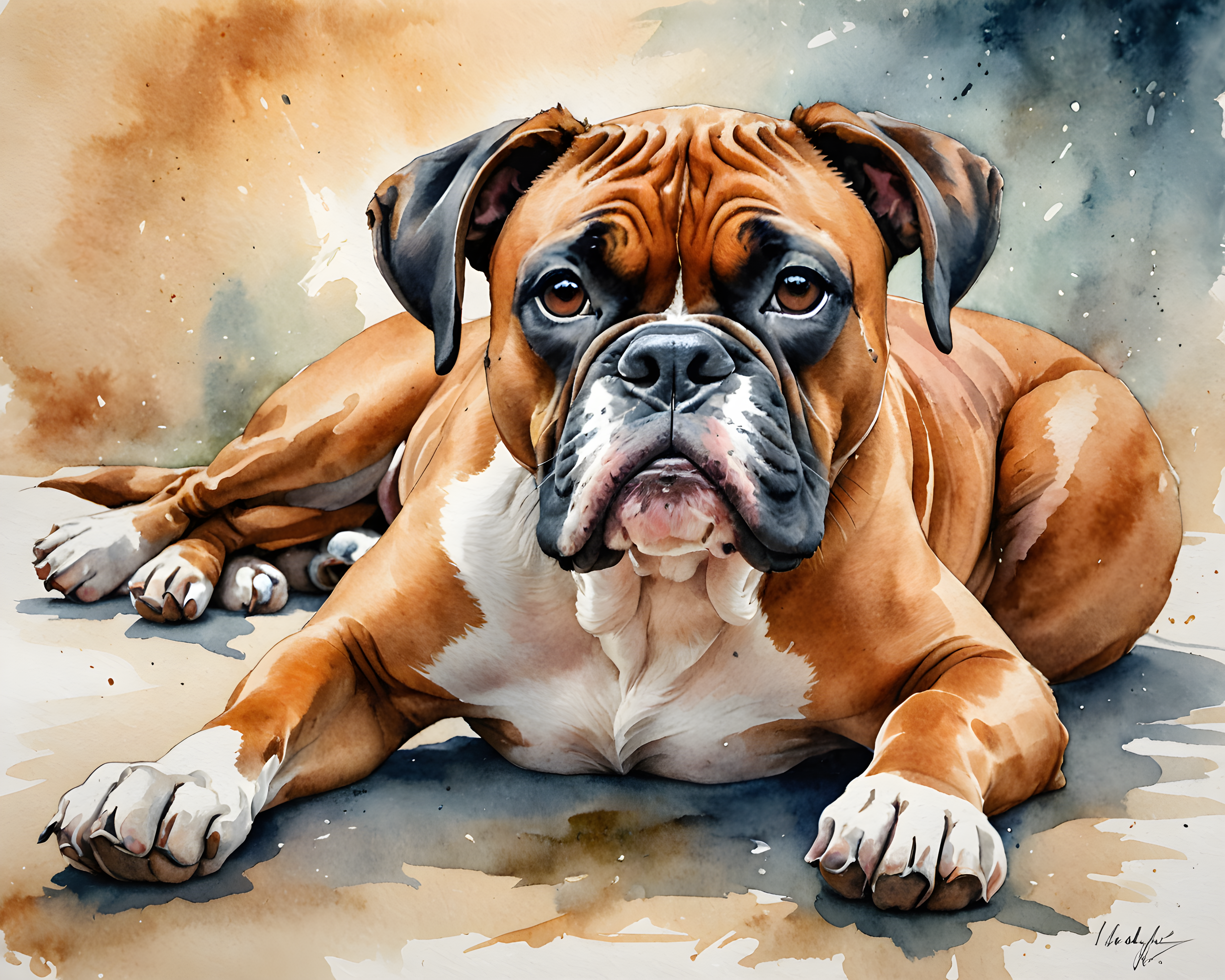 Boxer — Watercolor (Energetic)