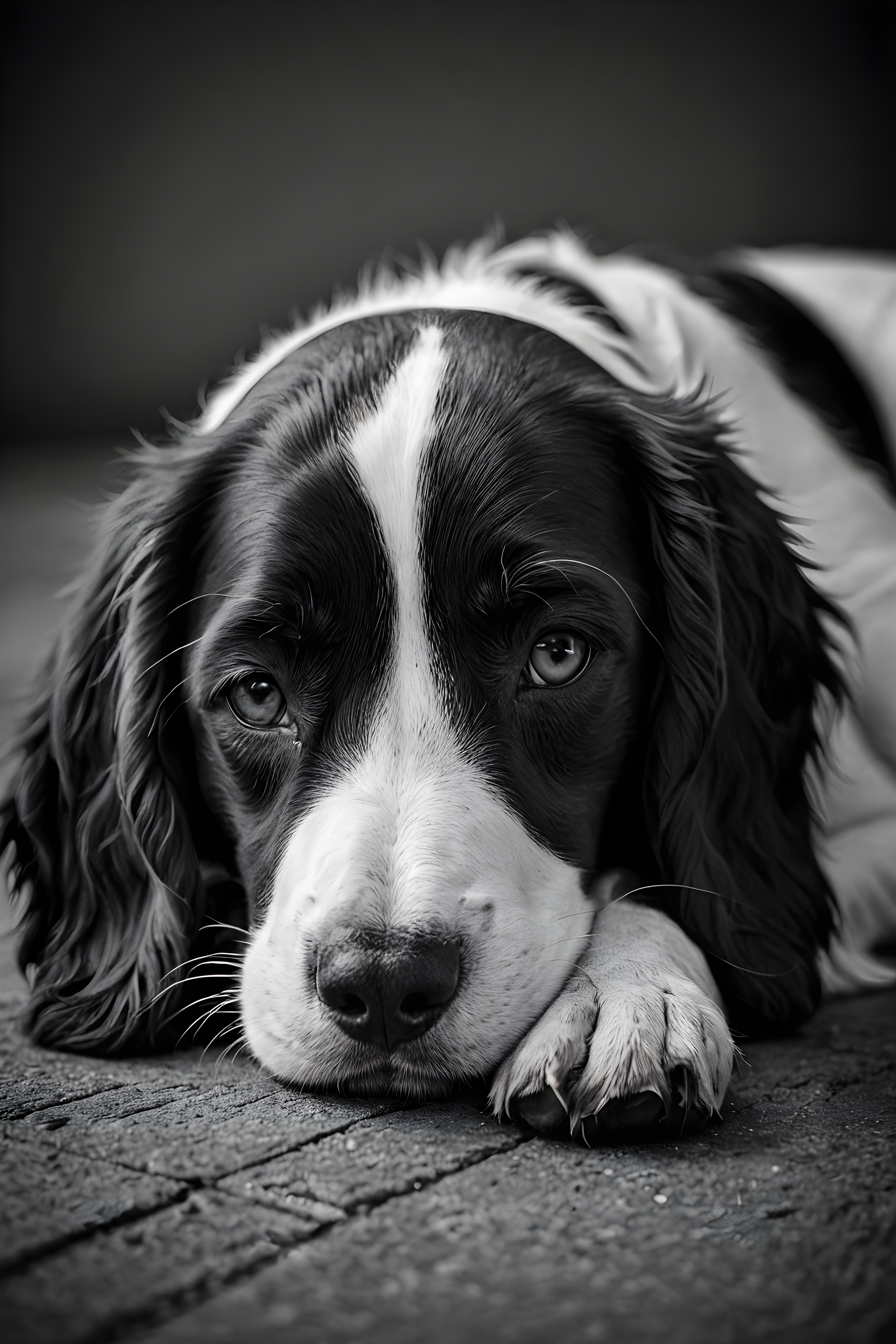 Brittany — Black & White (Sleepy)
