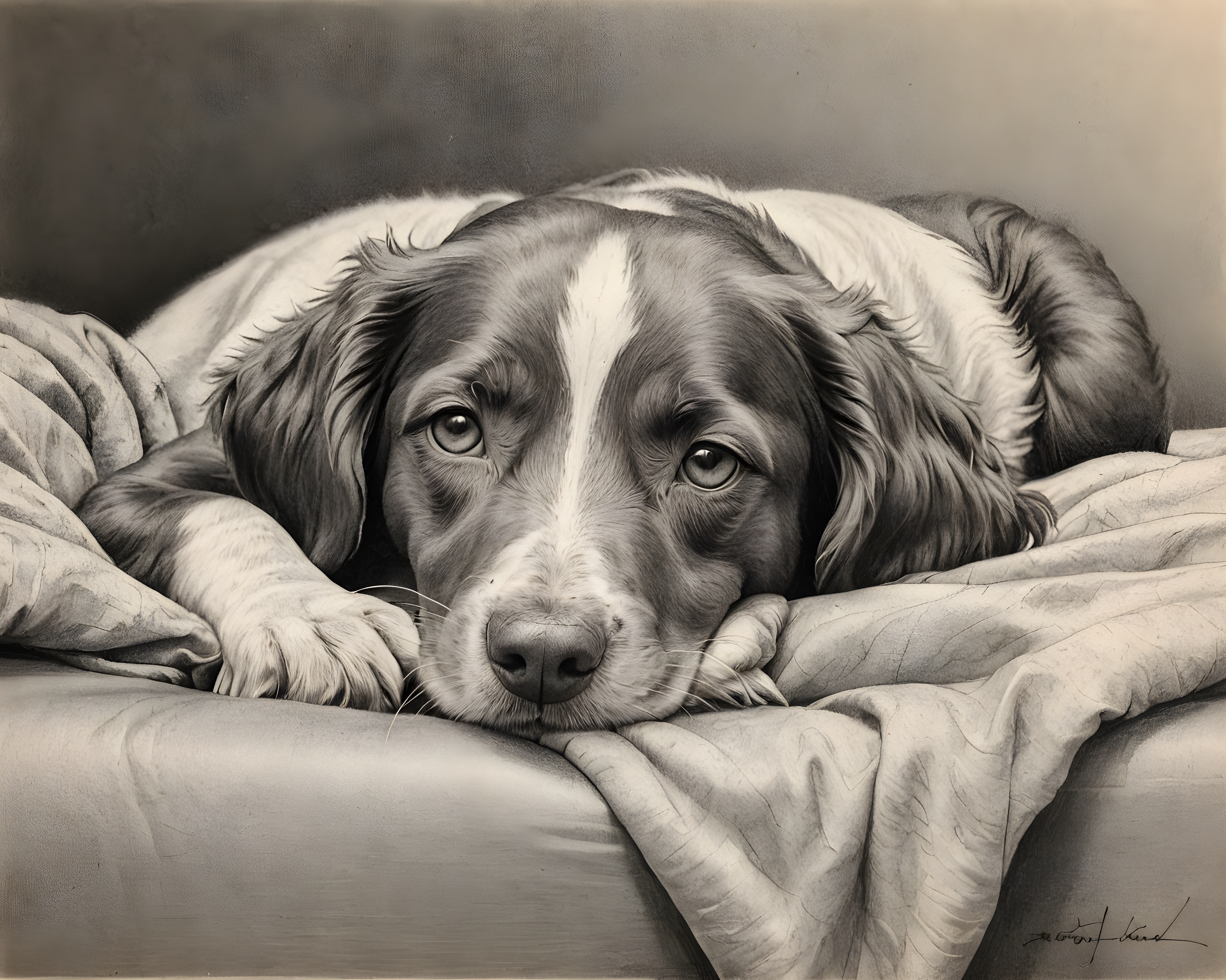 Brittany — Pencil Sketch (Sleepy)