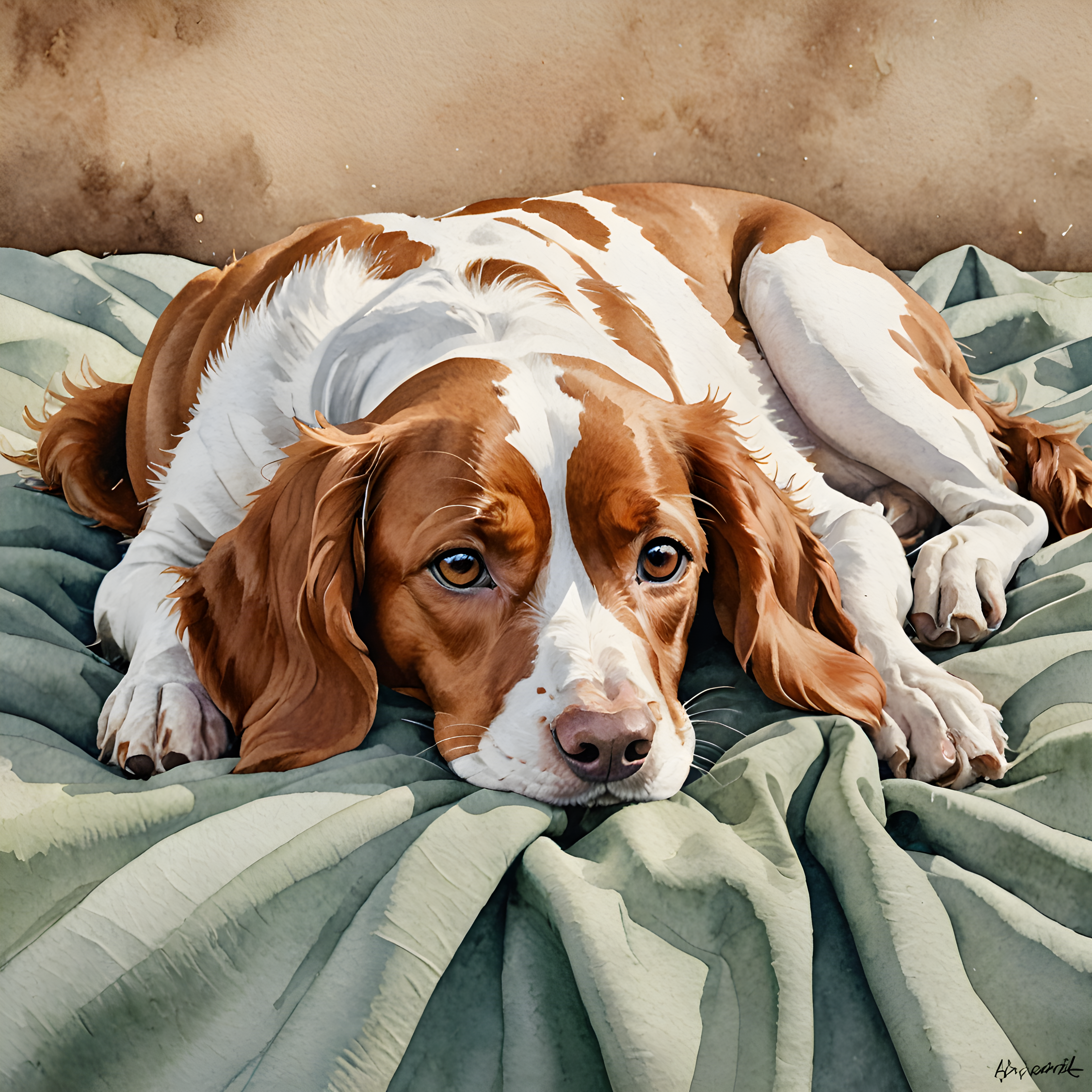 Brittany — Watercolor (Funny)