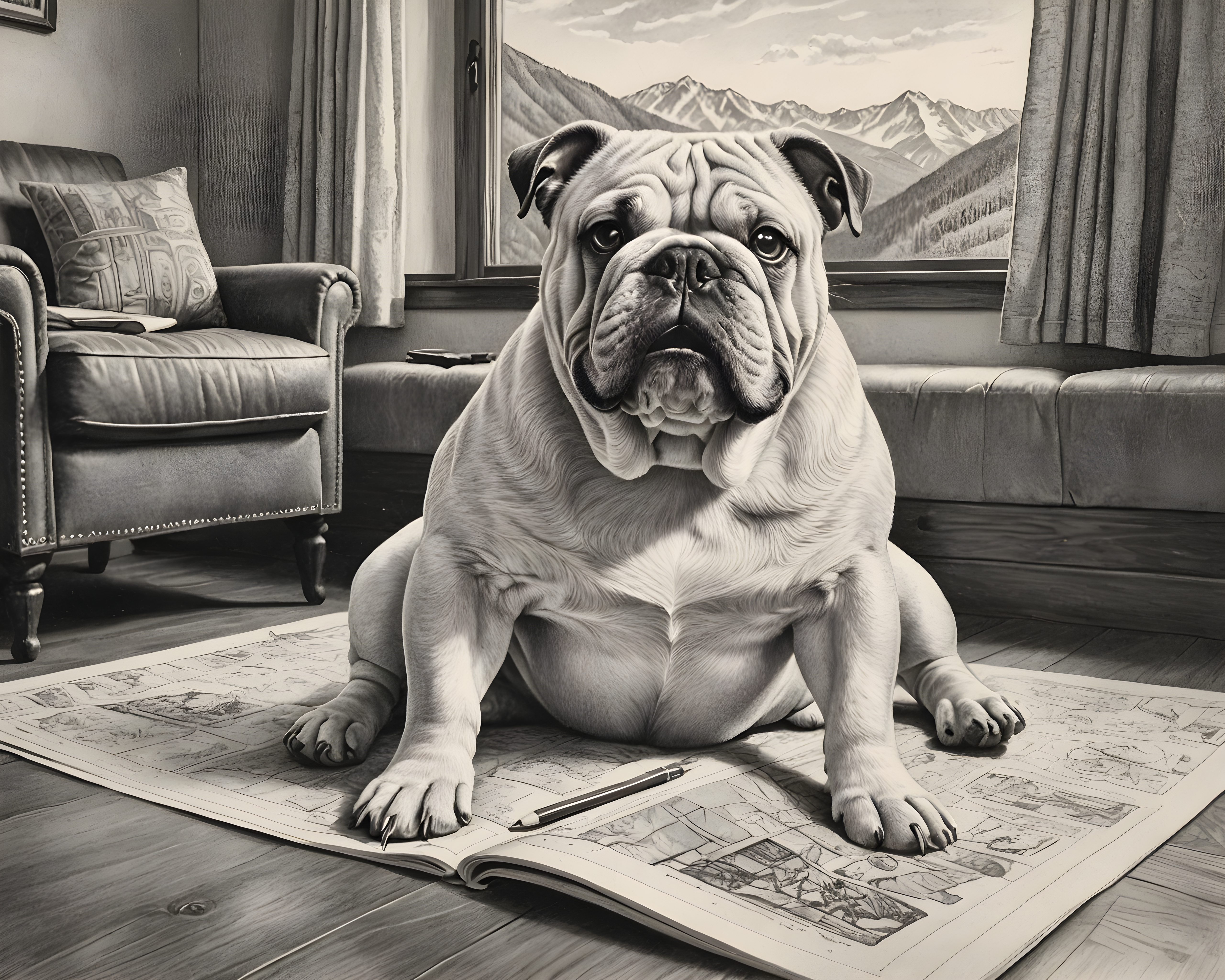Bulldog — Pencil Sketch (Funny)
