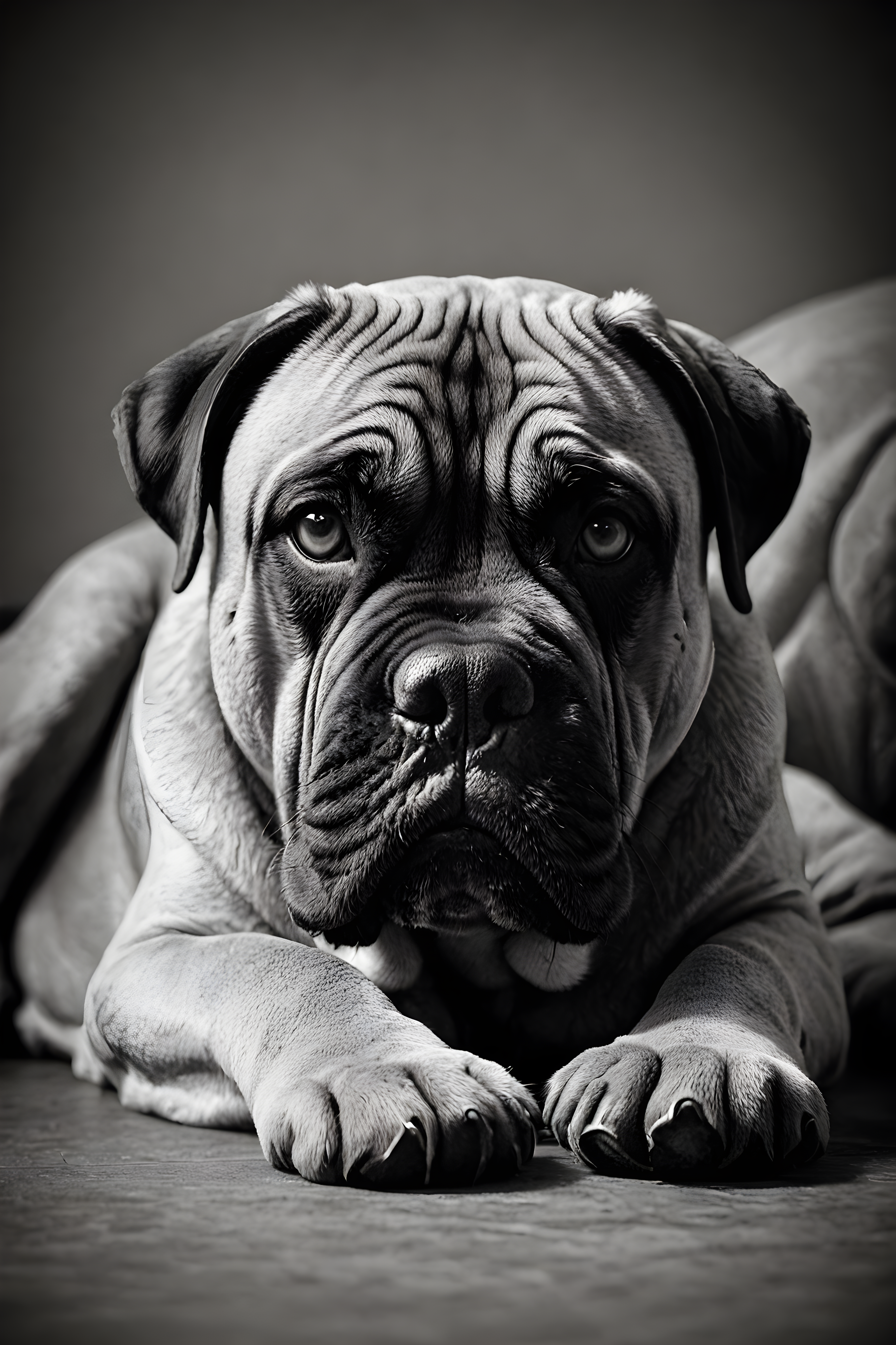 Bullmastiff — Black & White (Cute)
