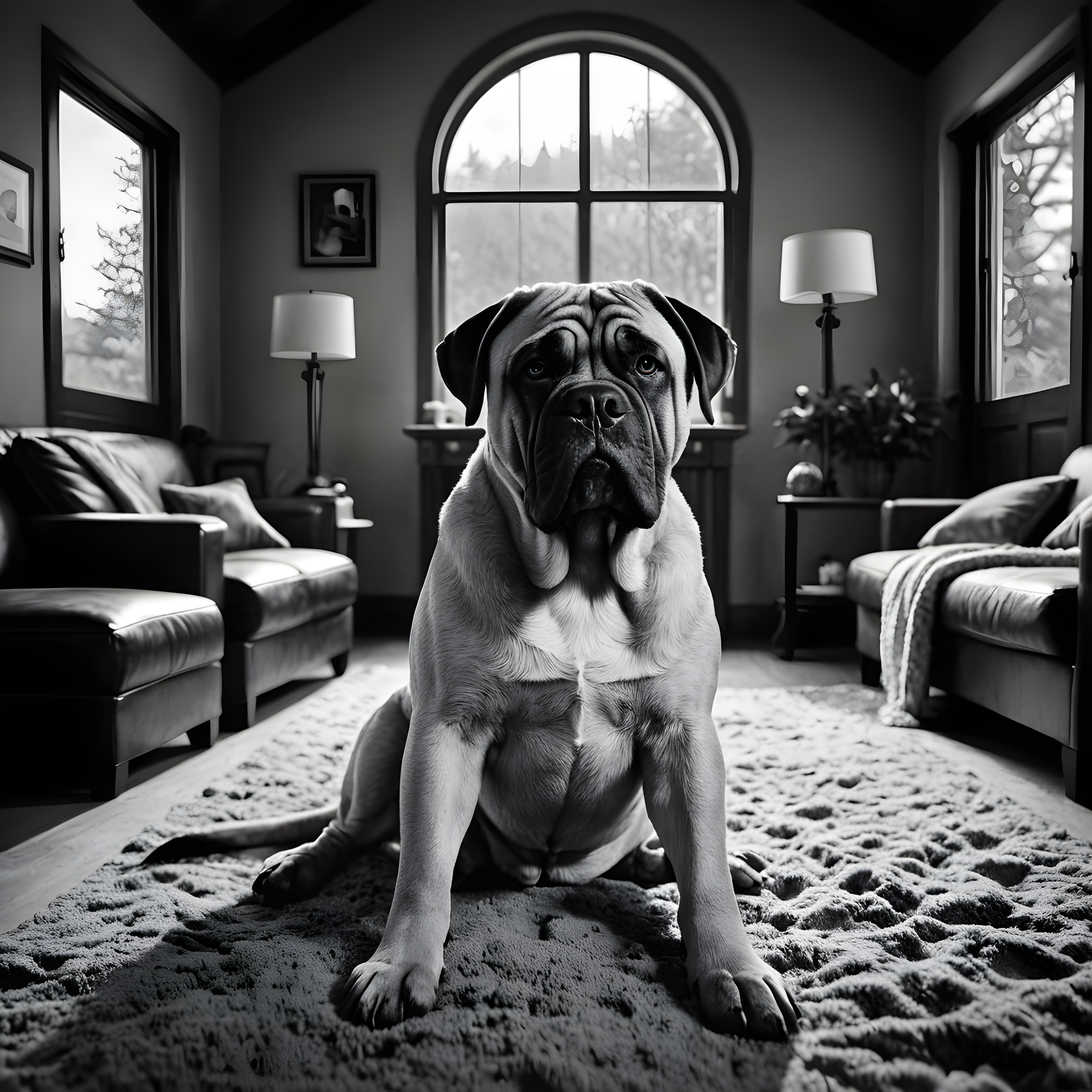 Bullmastiff — Black & White (Fantasy)