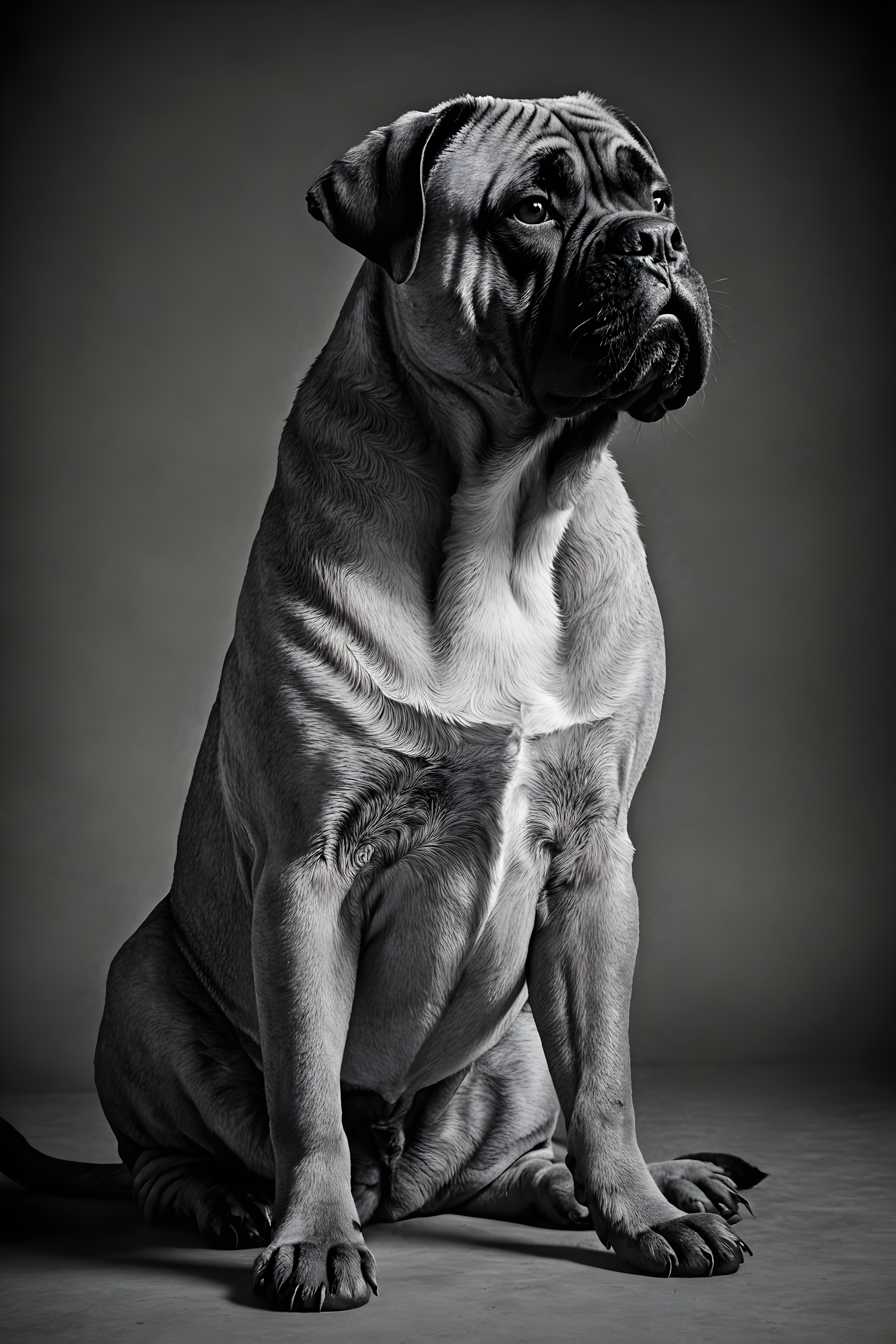 Bullmastiff — Black & White (Playful)