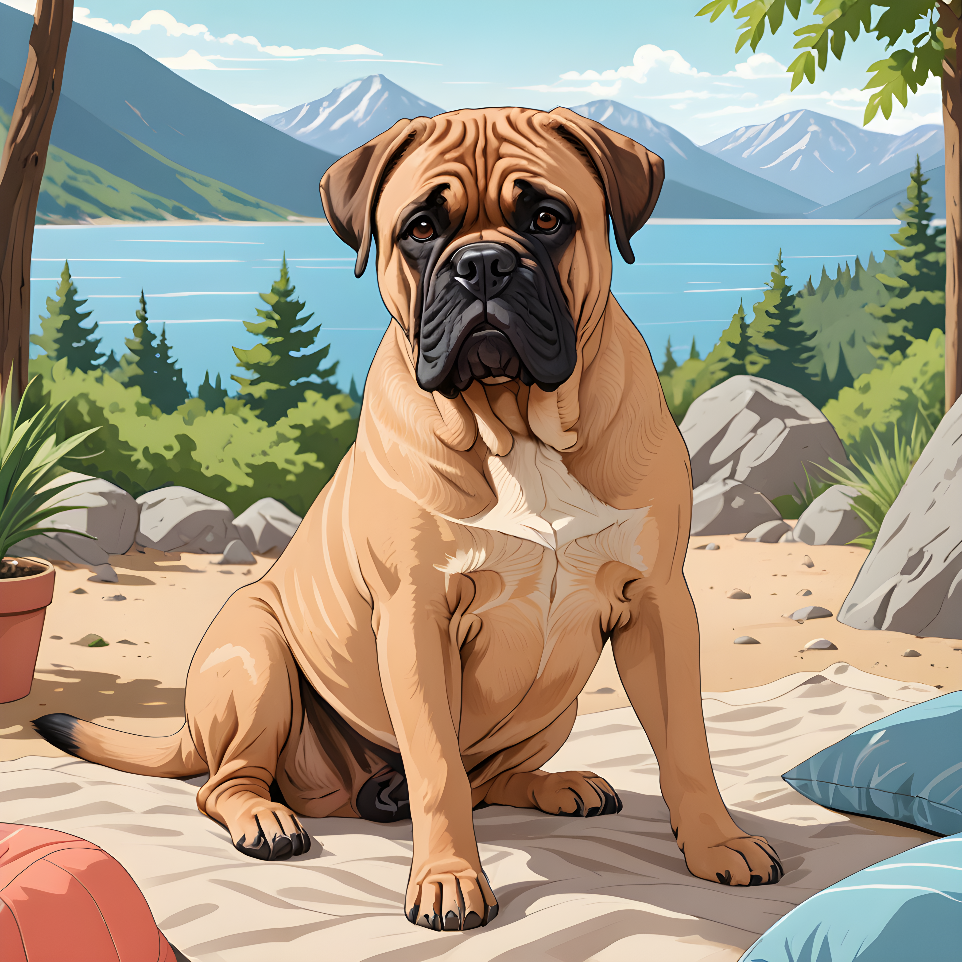 Bullmastiff — Line Art (Cute)