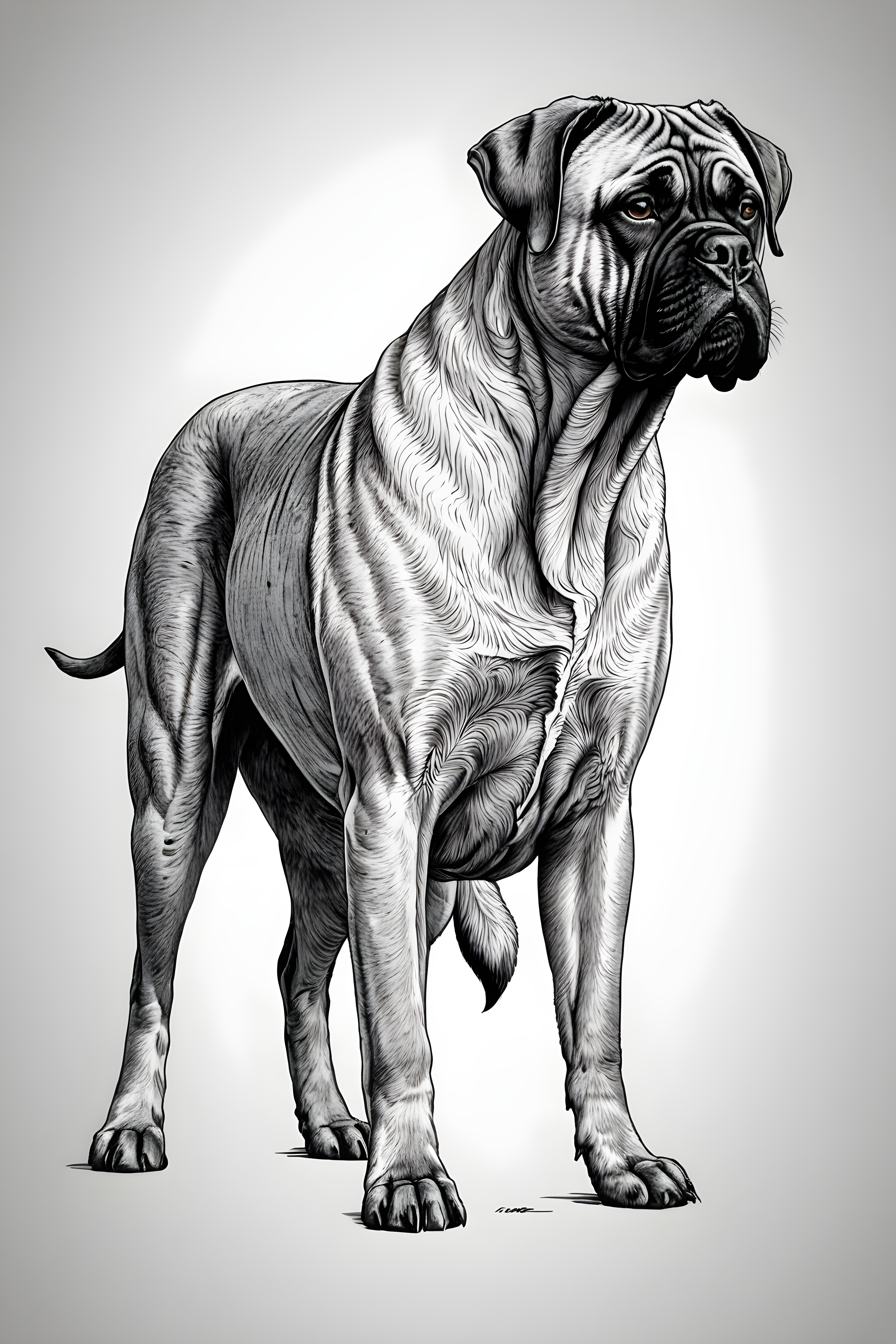 Bullmastiff — Line Art (Emotional)