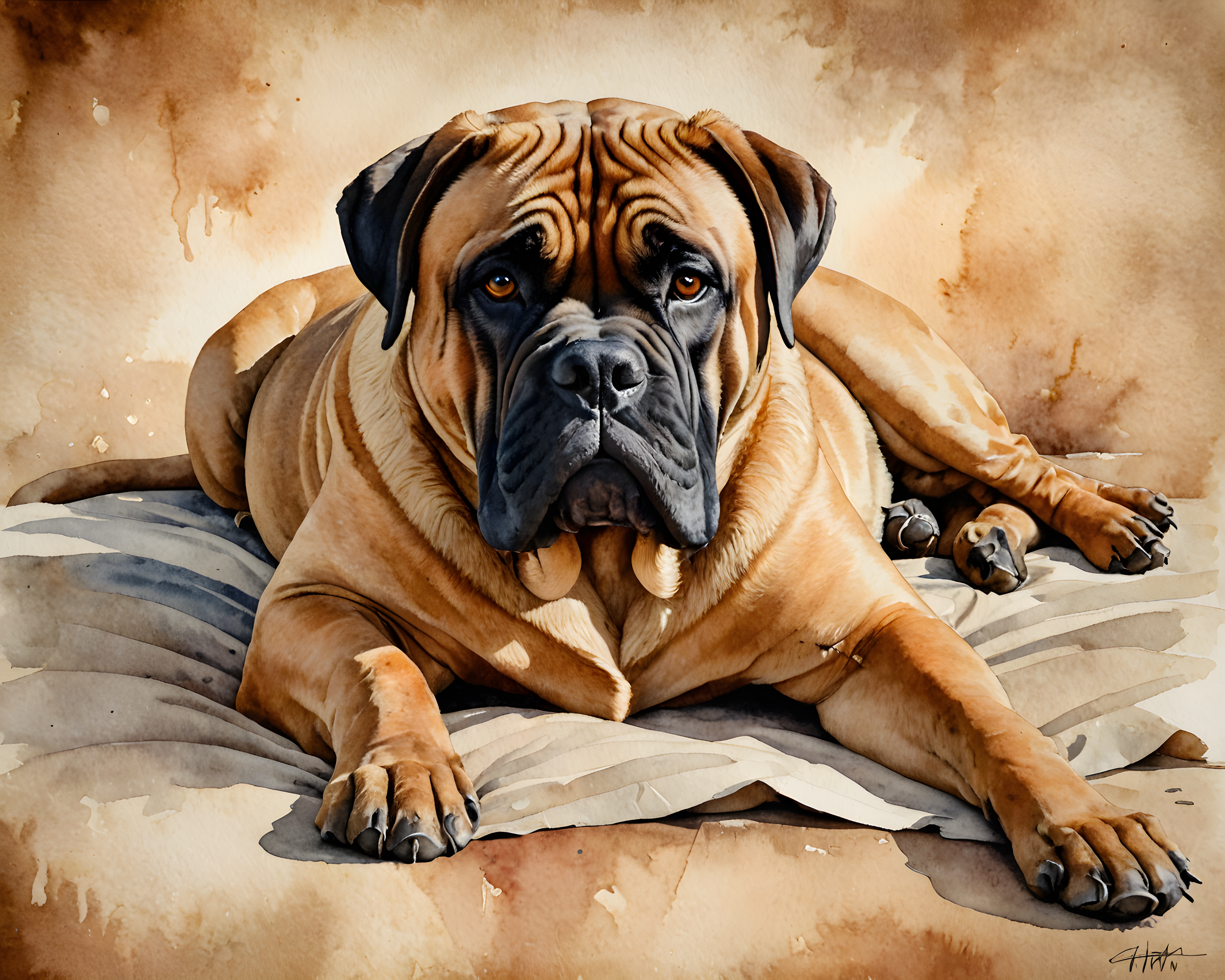 Bullmastiff — Watercolor (Motivational)
