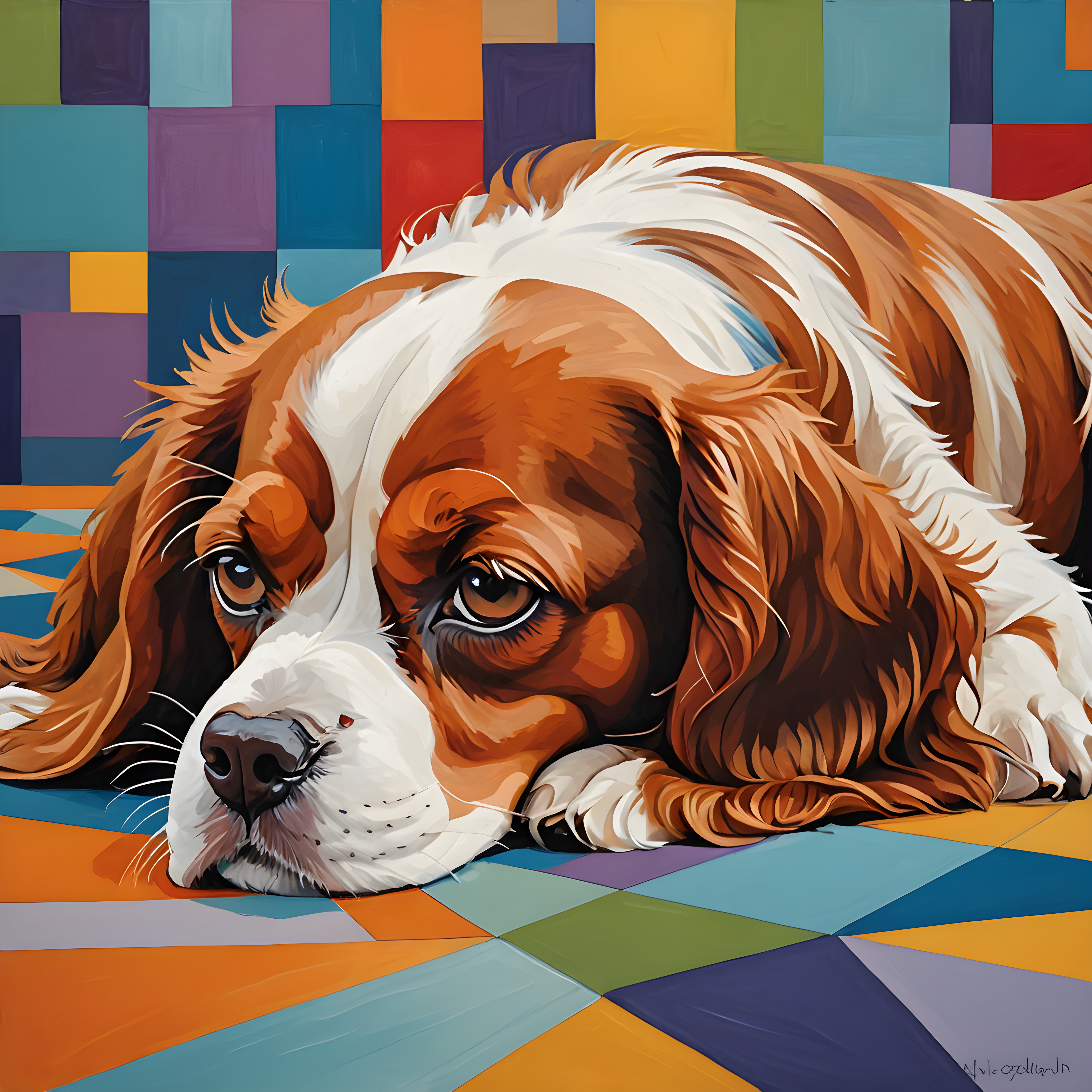 Cavalier King Charles Spaniel — Abstract (Sleepy)