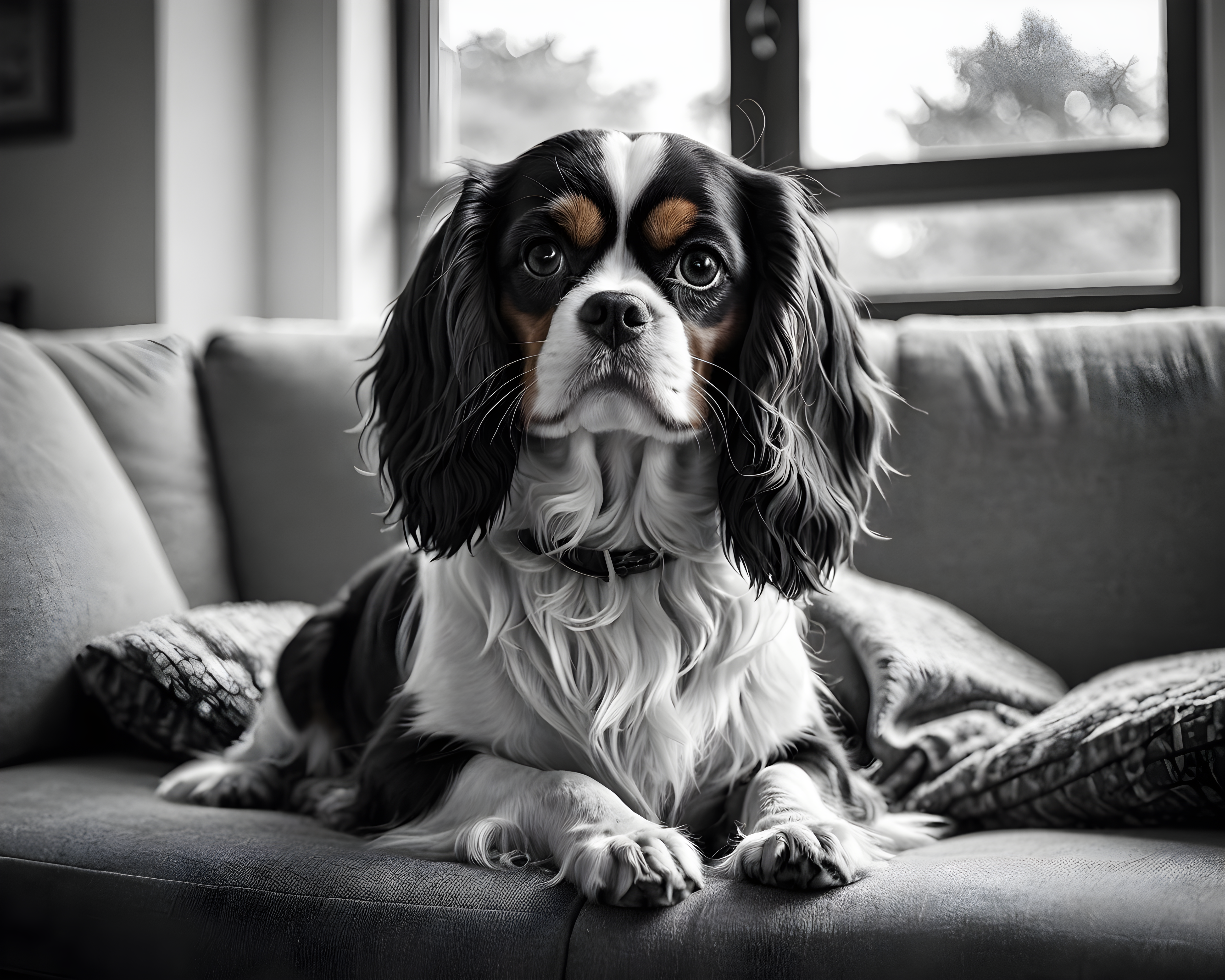 Cavalier King Charles Spaniel — Black & White (Lifestyle)