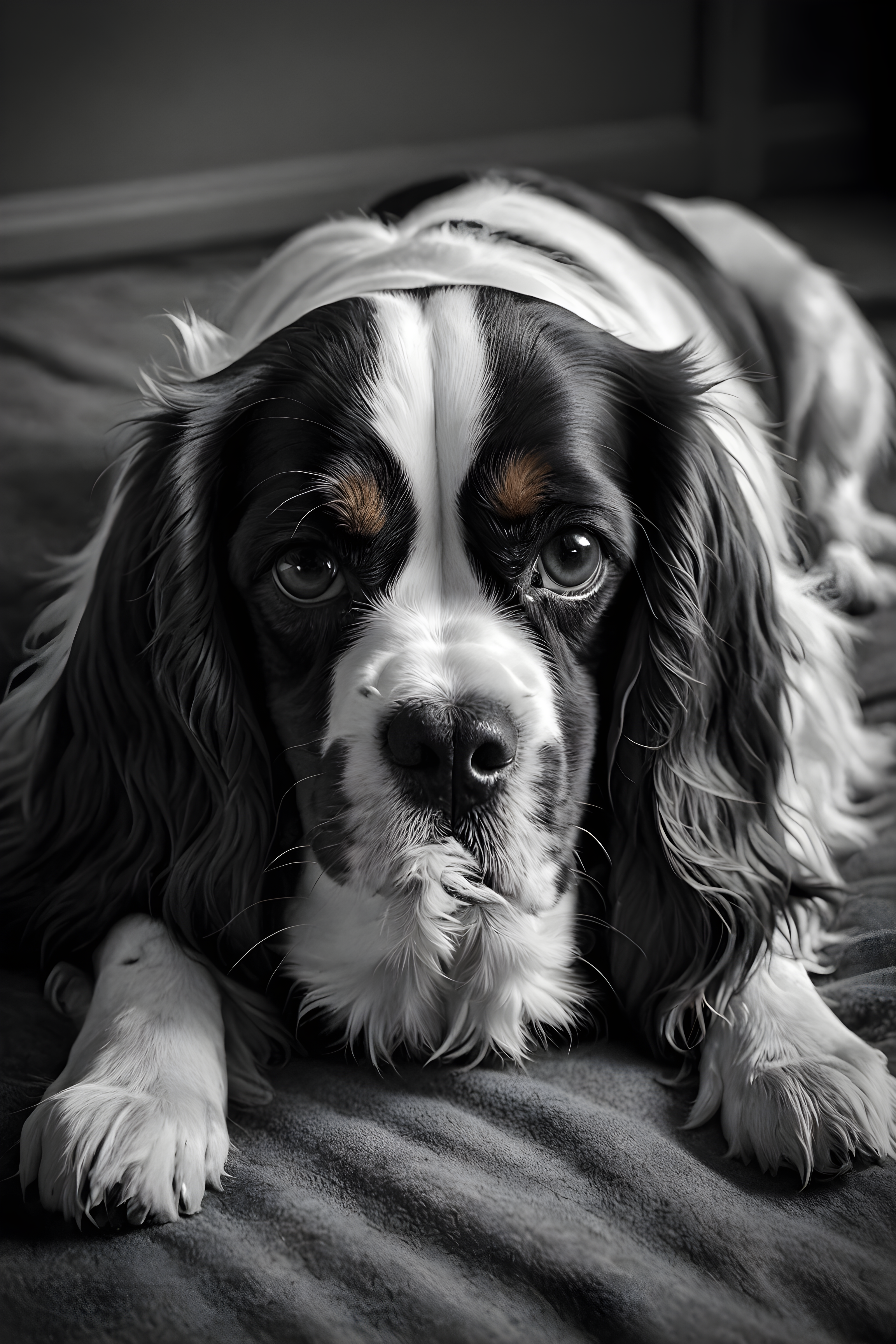 Cavalier King Charles Spaniel — Black & White (Romantic)