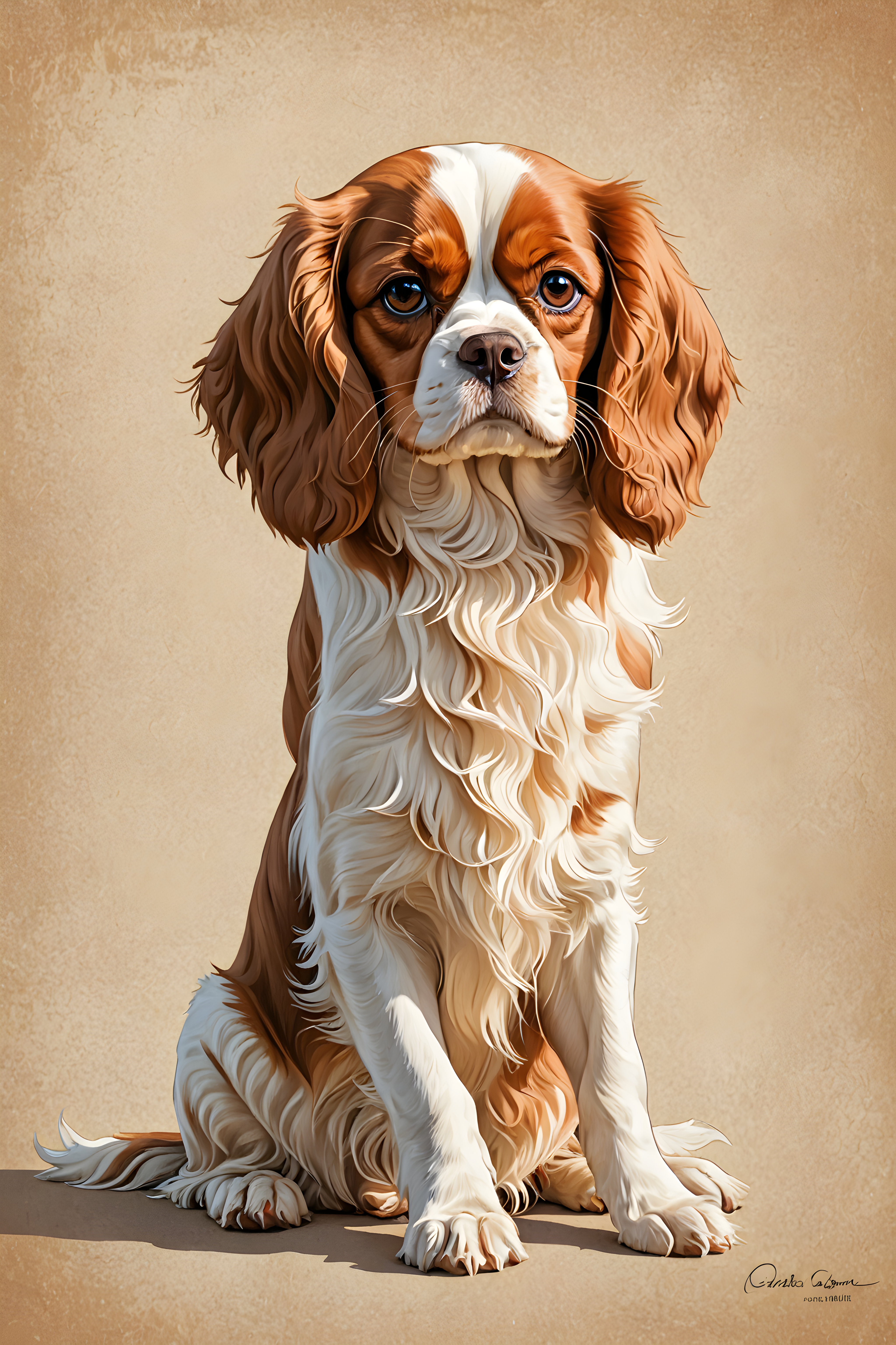 Cavalier King Charles Spaniel — Line Art (Romantic)