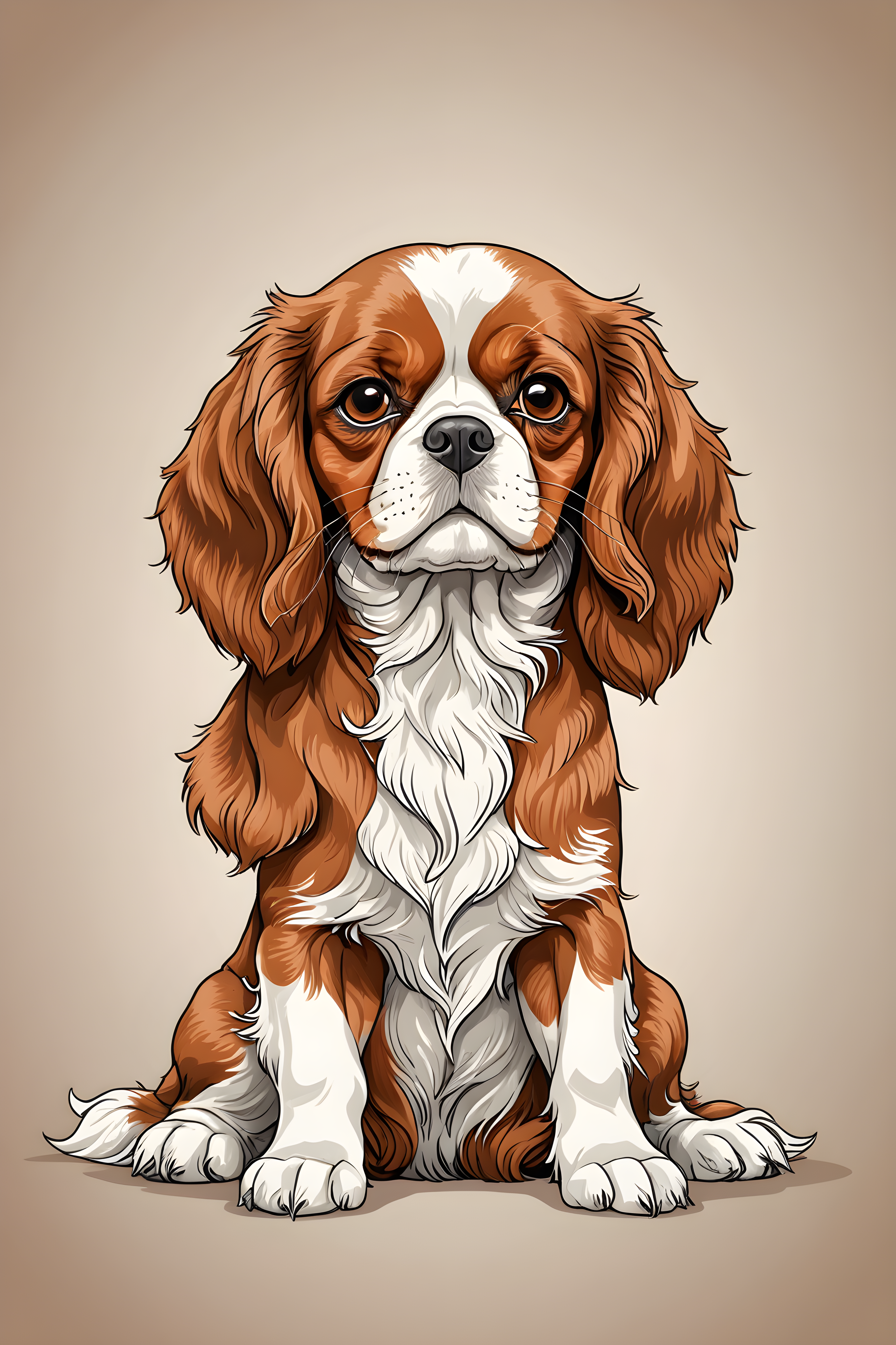 Cavalier King Charles Spaniel — Line Art (Sleepy)