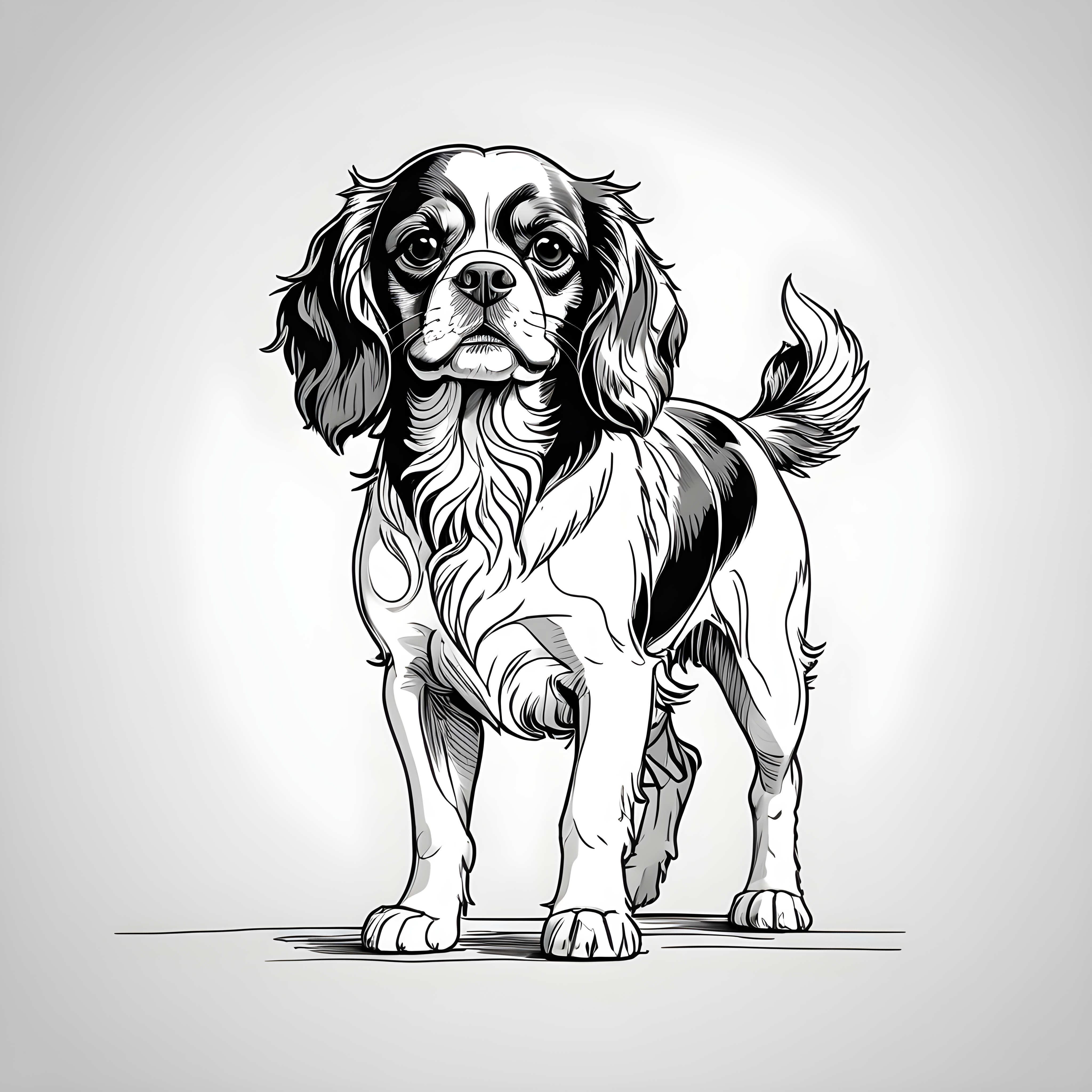 Cavalier King Charles Spaniel — Minimalist Line Art (Energetic)