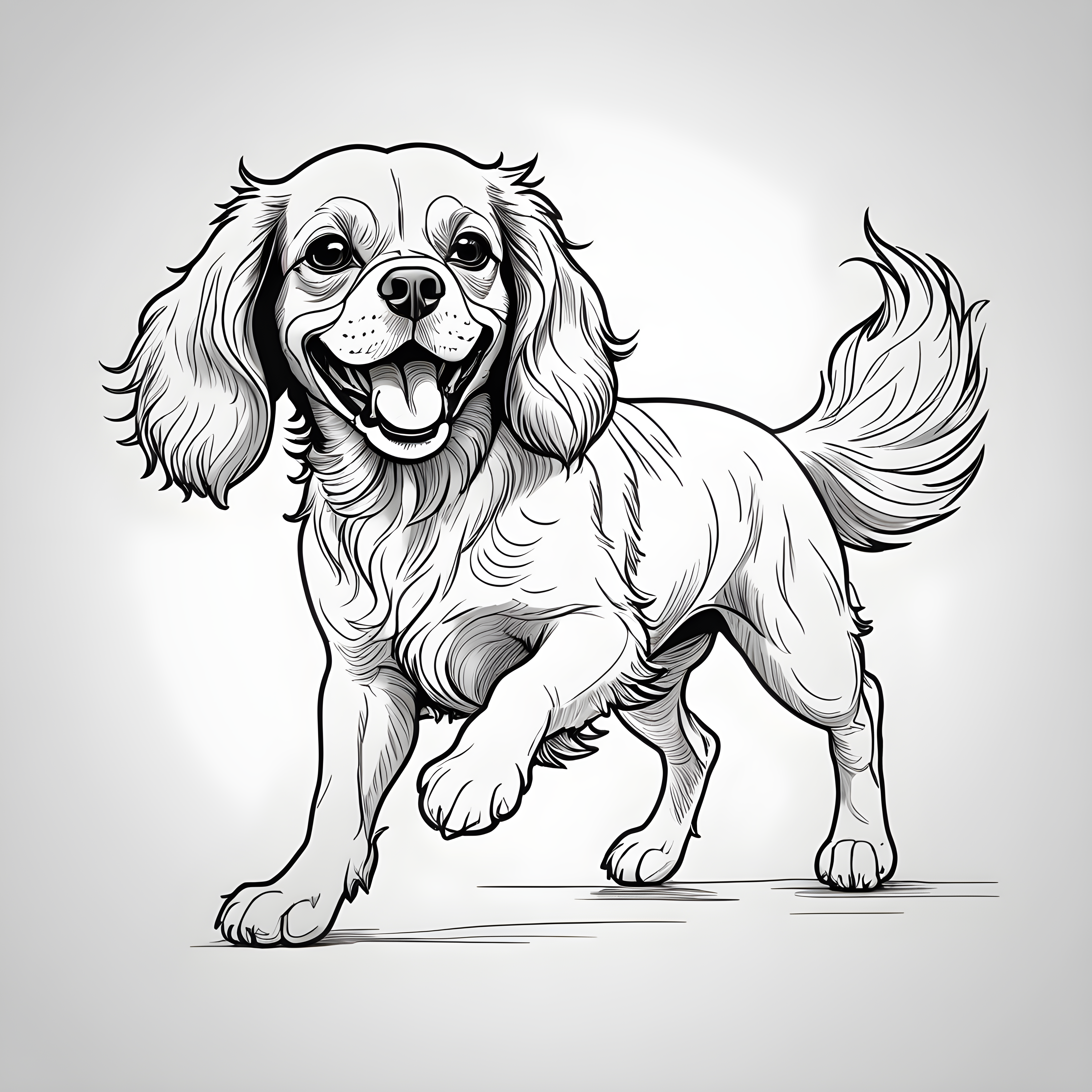 Cavalier King Charles Spaniel — Minimalist Line Art (Happy)