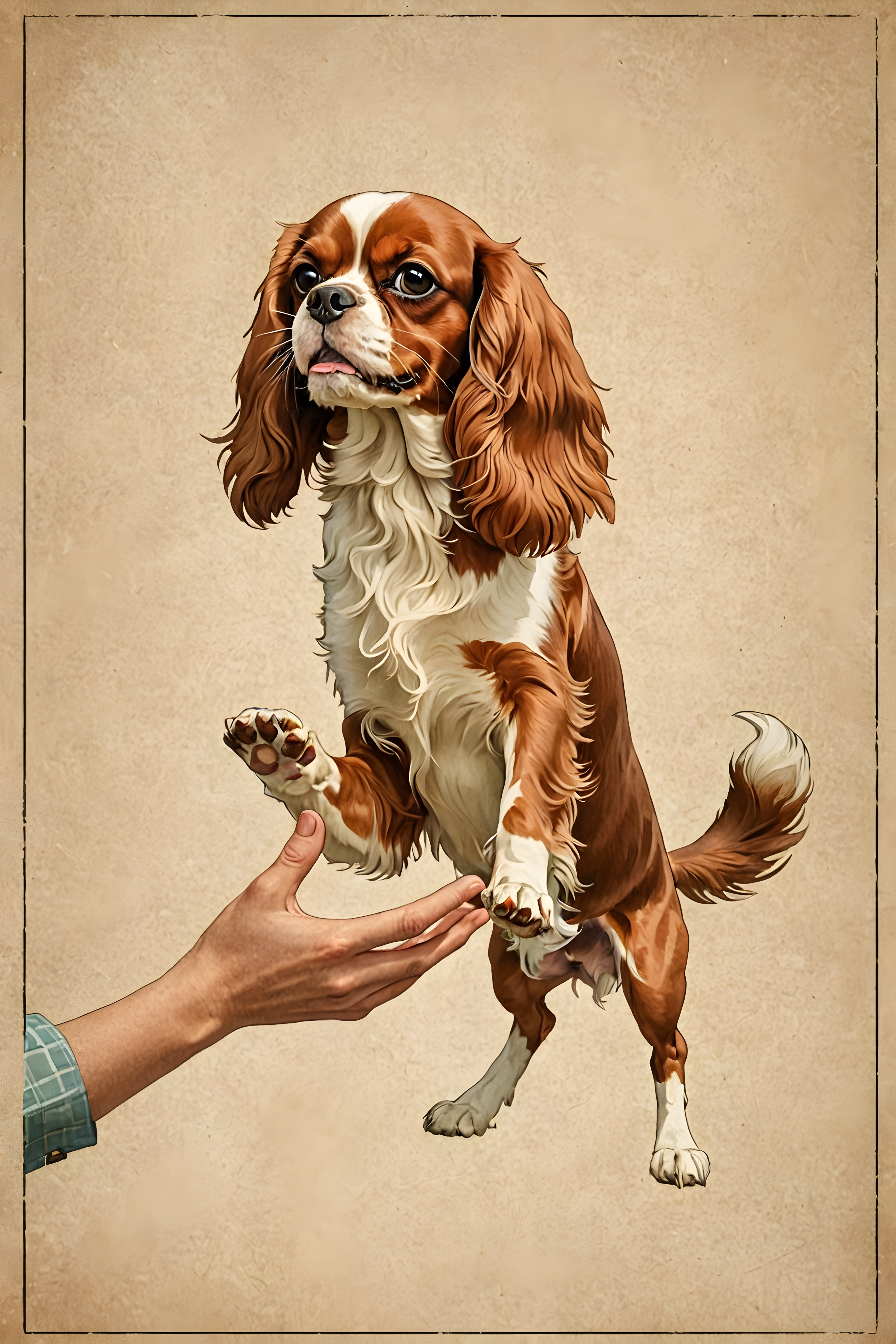Cavalier King Charles Spaniel — Vintage Poster (Playful)